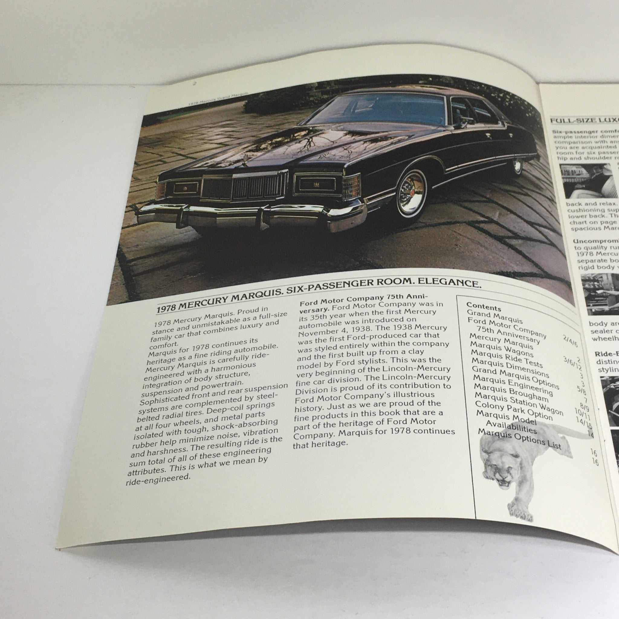 1978 Mercury Marquis Popular Options Dealership Car Auto Brochure Catalog