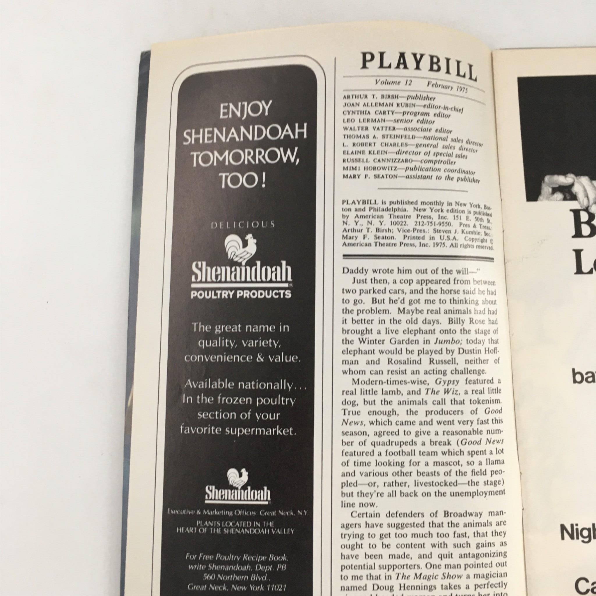 1975 Playbill Absurd Person Singular by Eric Thompson at The Music Box