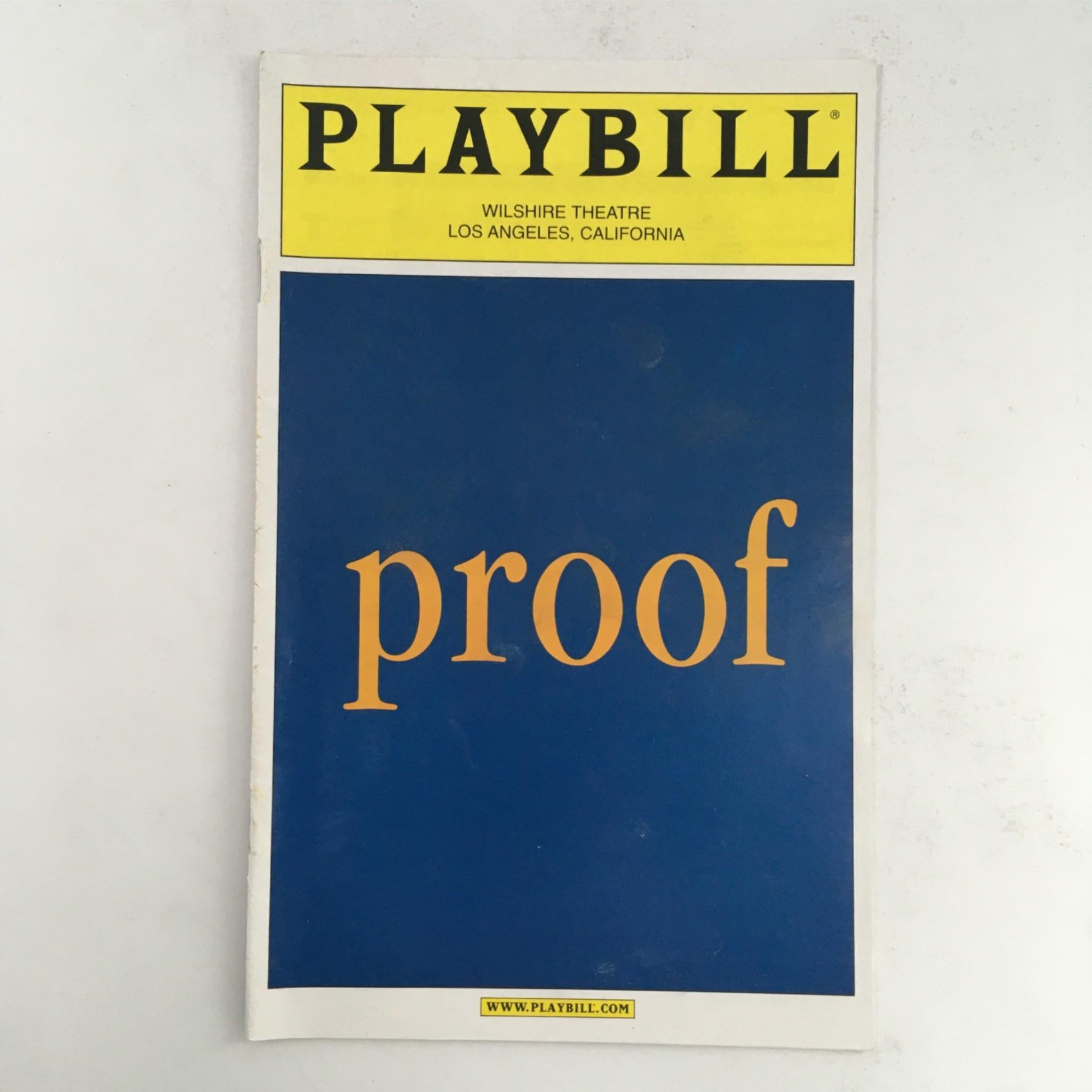 2002 Playbill Proof by David Auburn, Daniel Sullivan at Wilshire Theatre