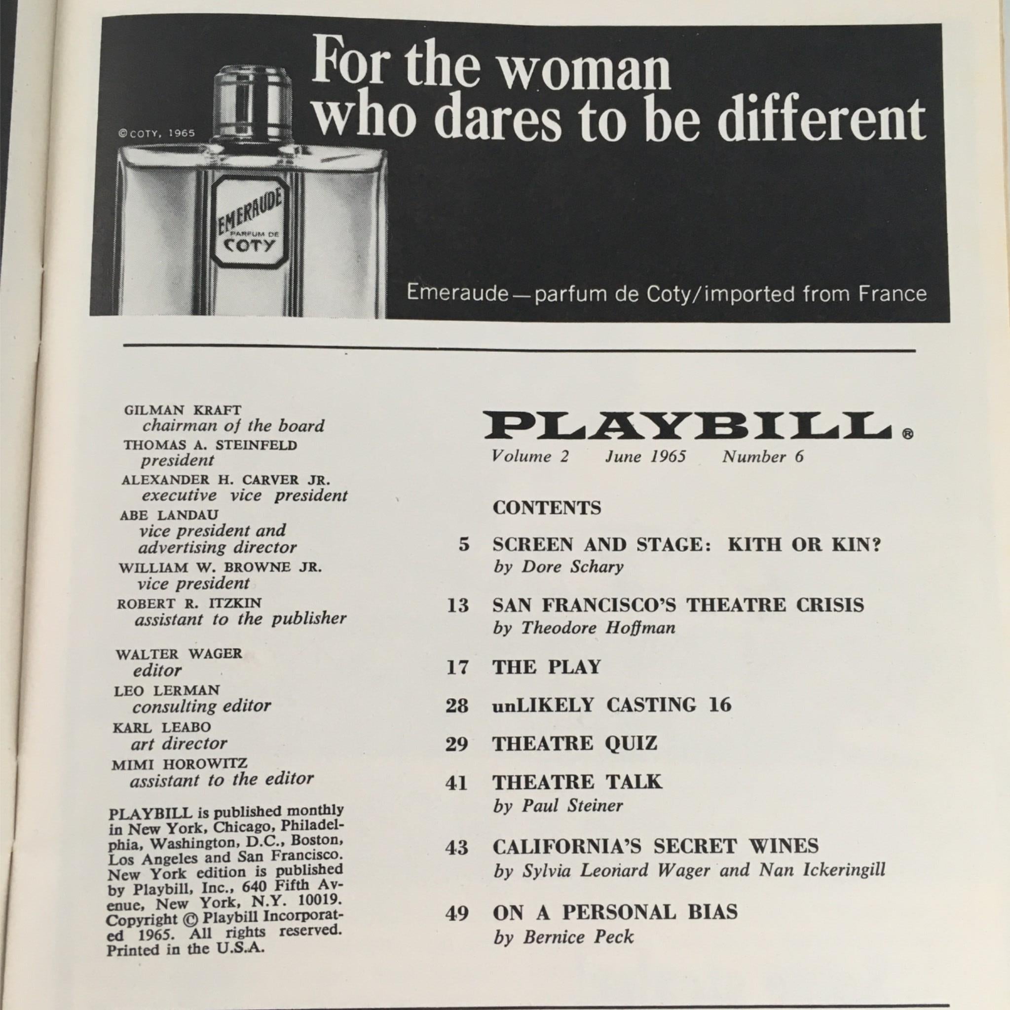 1965 Playbill The Owl And The Pussycat by Arthur Storch Anta Theatre w/ Tickets