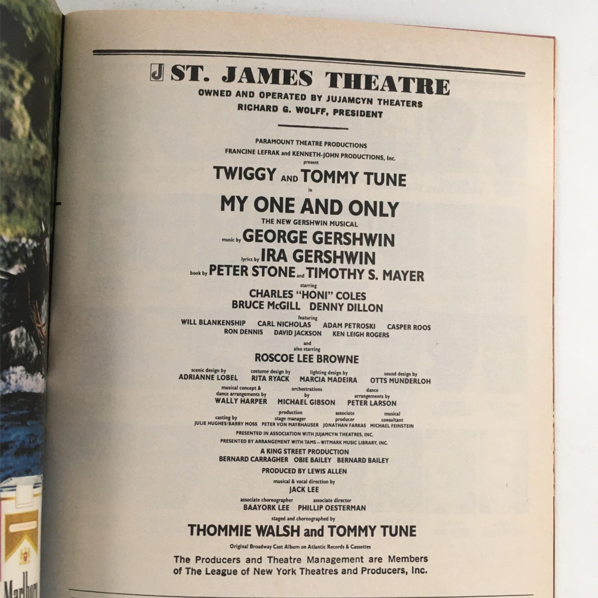 Playbill My One And Only by Irsha & George Gershwin at St. James Theatre