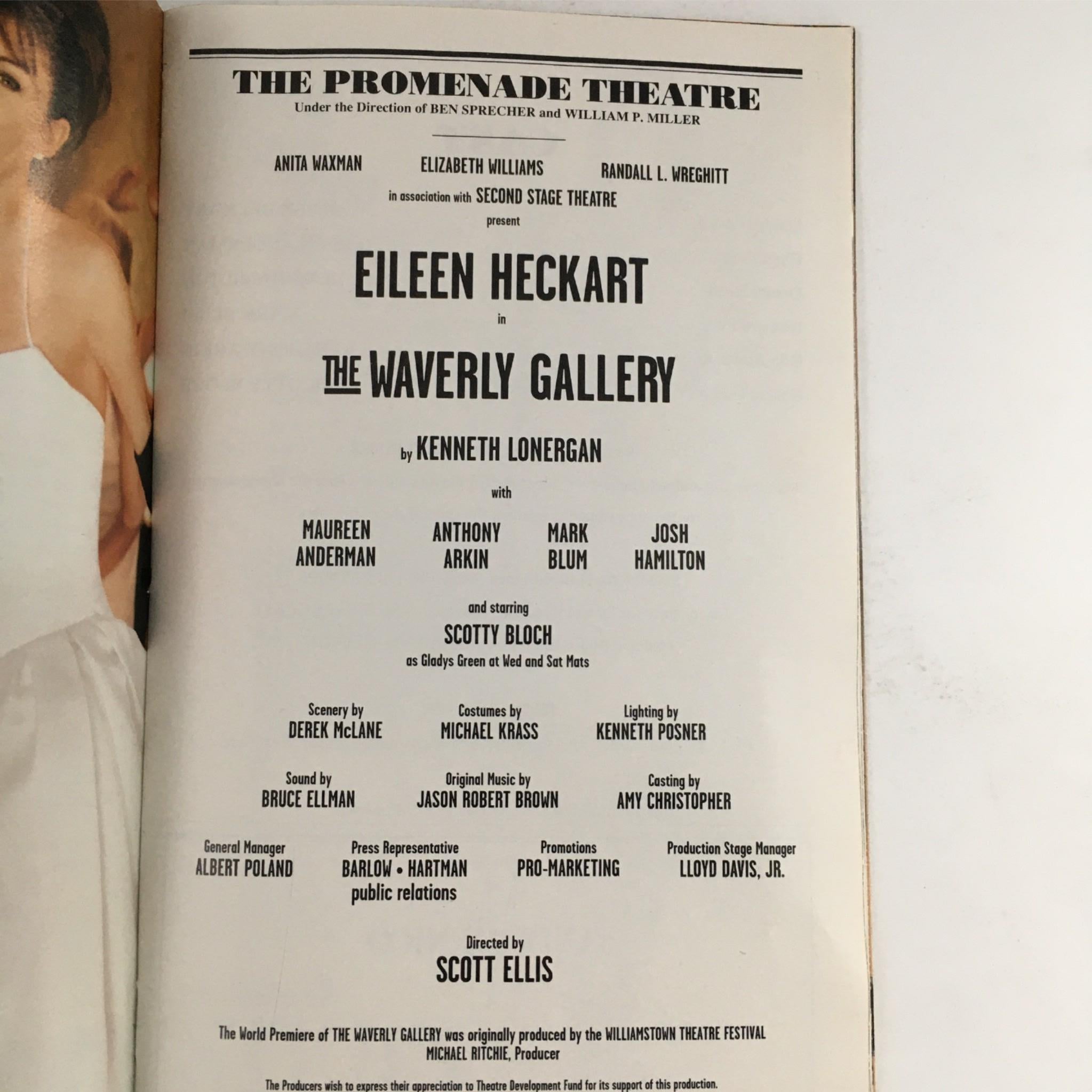 2000 Playbill The Waverly Gallery by Kenneth Lonergan, Scott Ellis