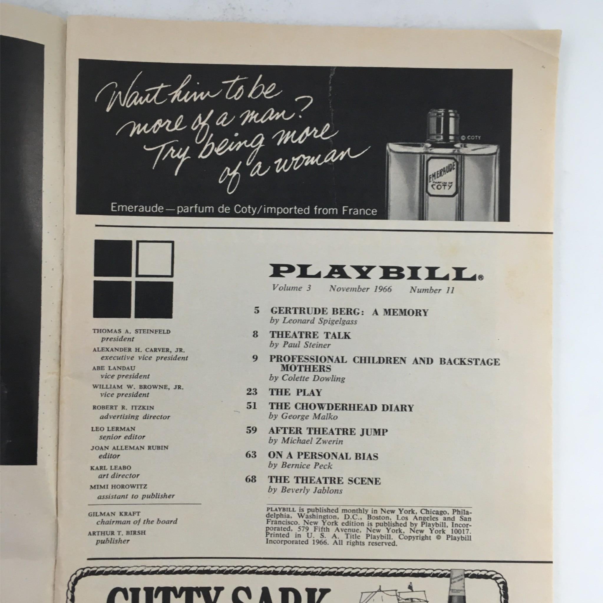 1966 Playbill Wait Until Dark Frederick Knott Arthur Penn, George Abbot Theatre