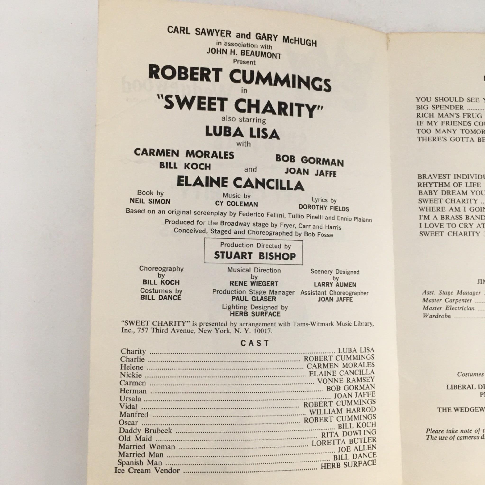 1969 Showtime Sweet Charity by Robert Cummings at The Wedgewood Dinner Theatre