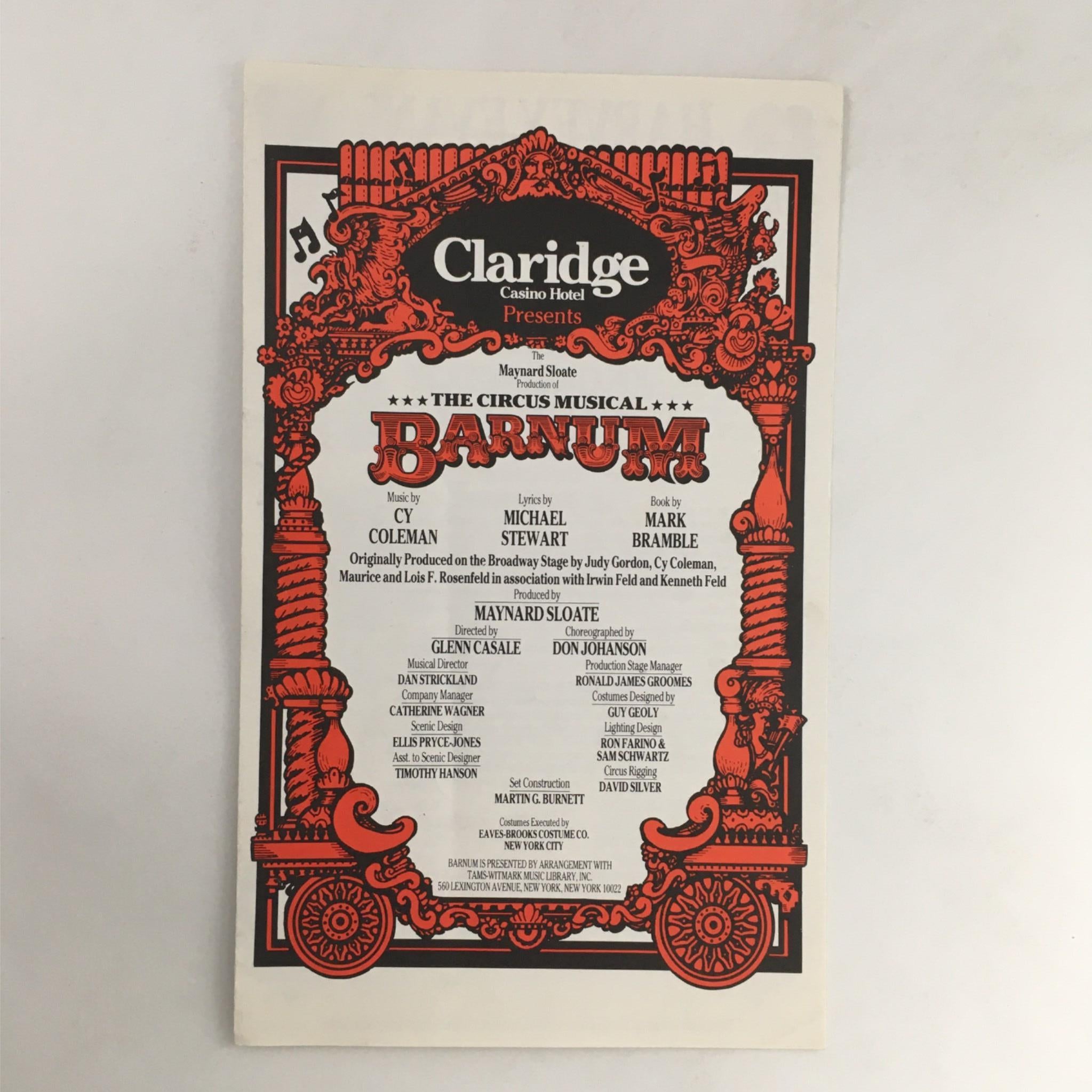 The Circus Musical Barnum by Harvey Evans, Don Johanson at Claridge Casino Hotel