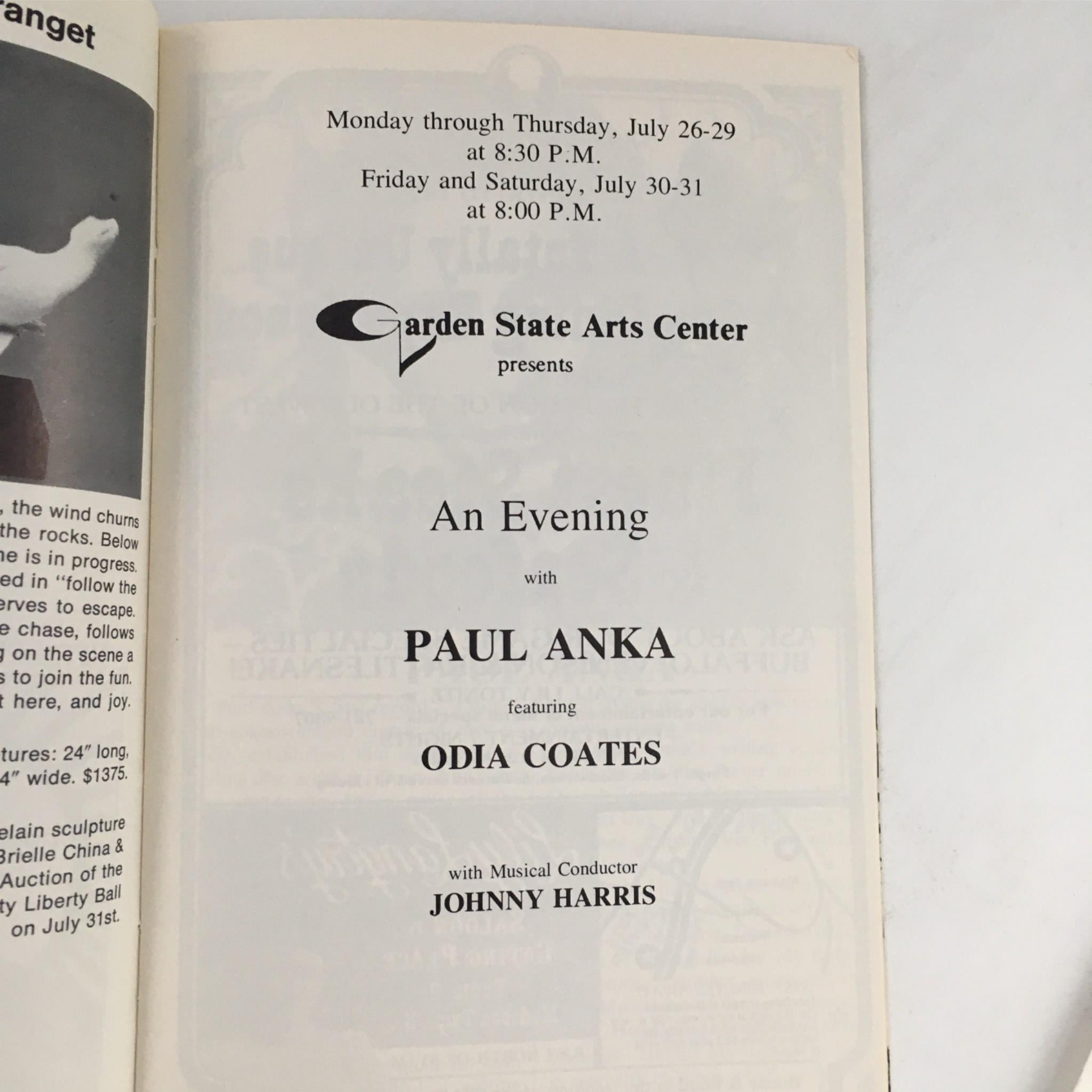 1976 An Evening with Paul Anka, Odia Coates at Garden State Arts Center