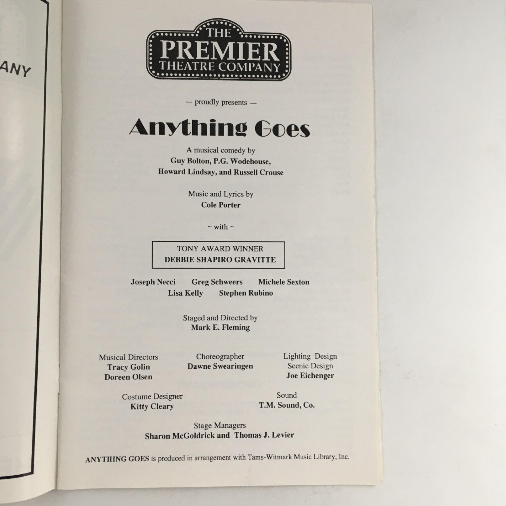 1994 The Premier Theatre Company Anything Goes, Me and My Girl Henderson Theatre