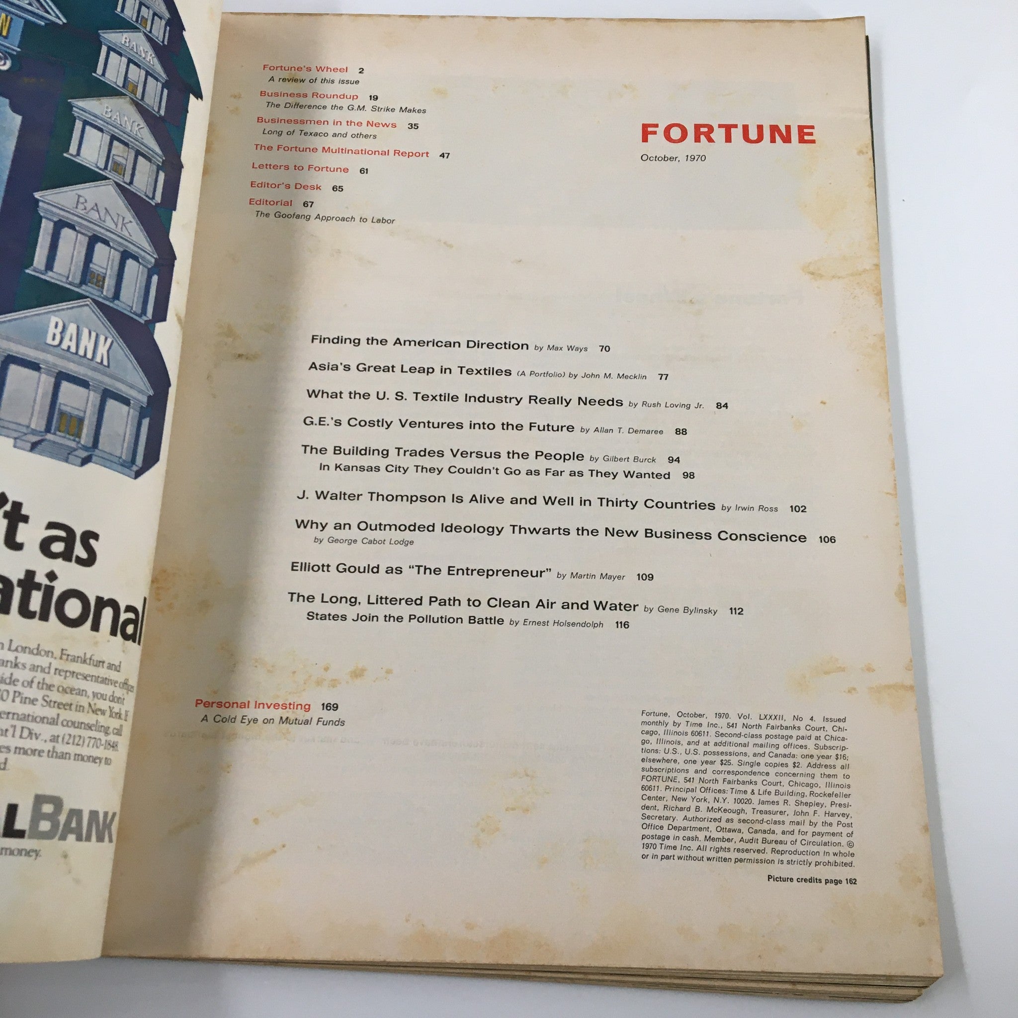 VTG Fortune Magazine October 1970 J. Walter Thompson is Alive and Well No Label