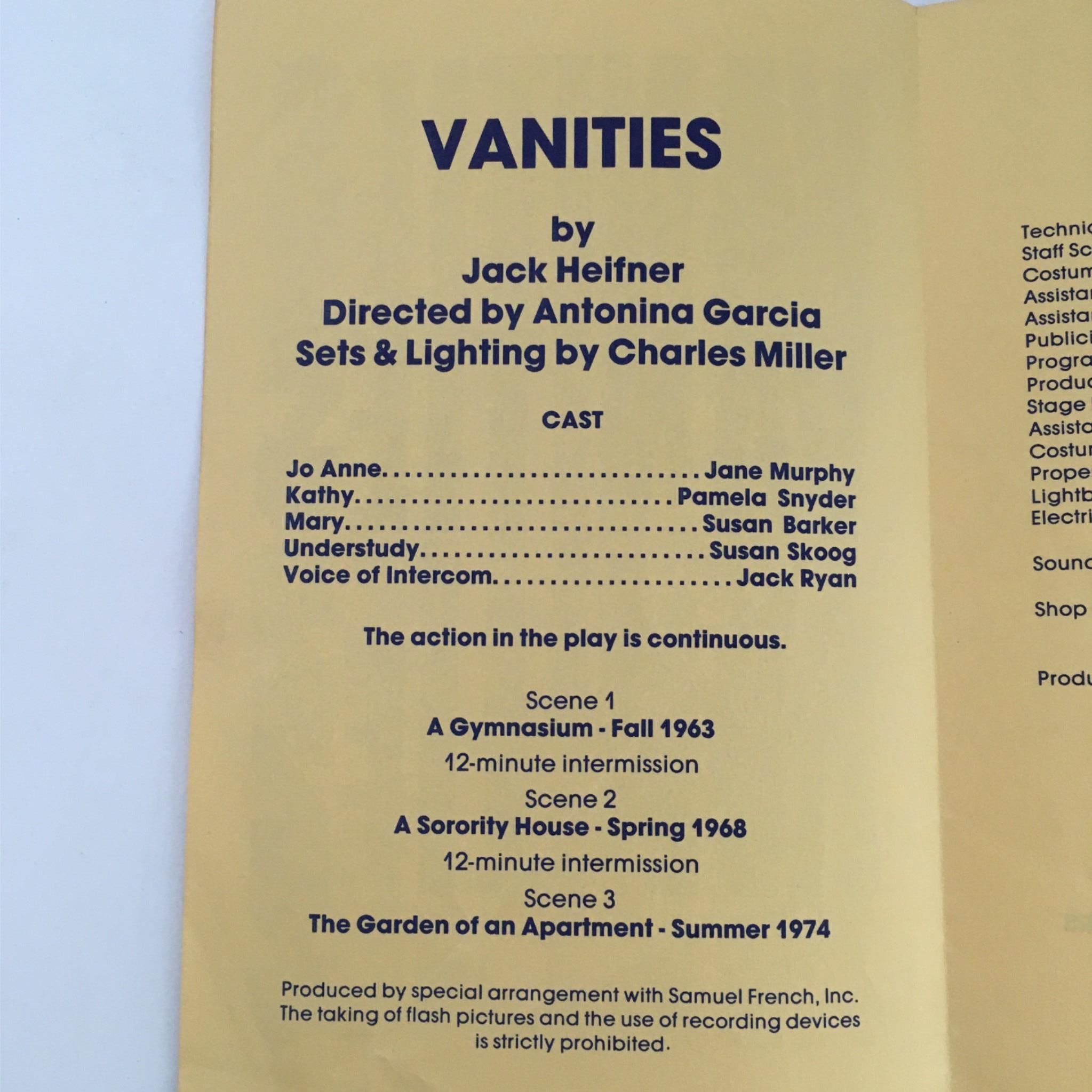 1981-82 Vanities by Jack Heifner, Antonina Garcia, Charles Miller