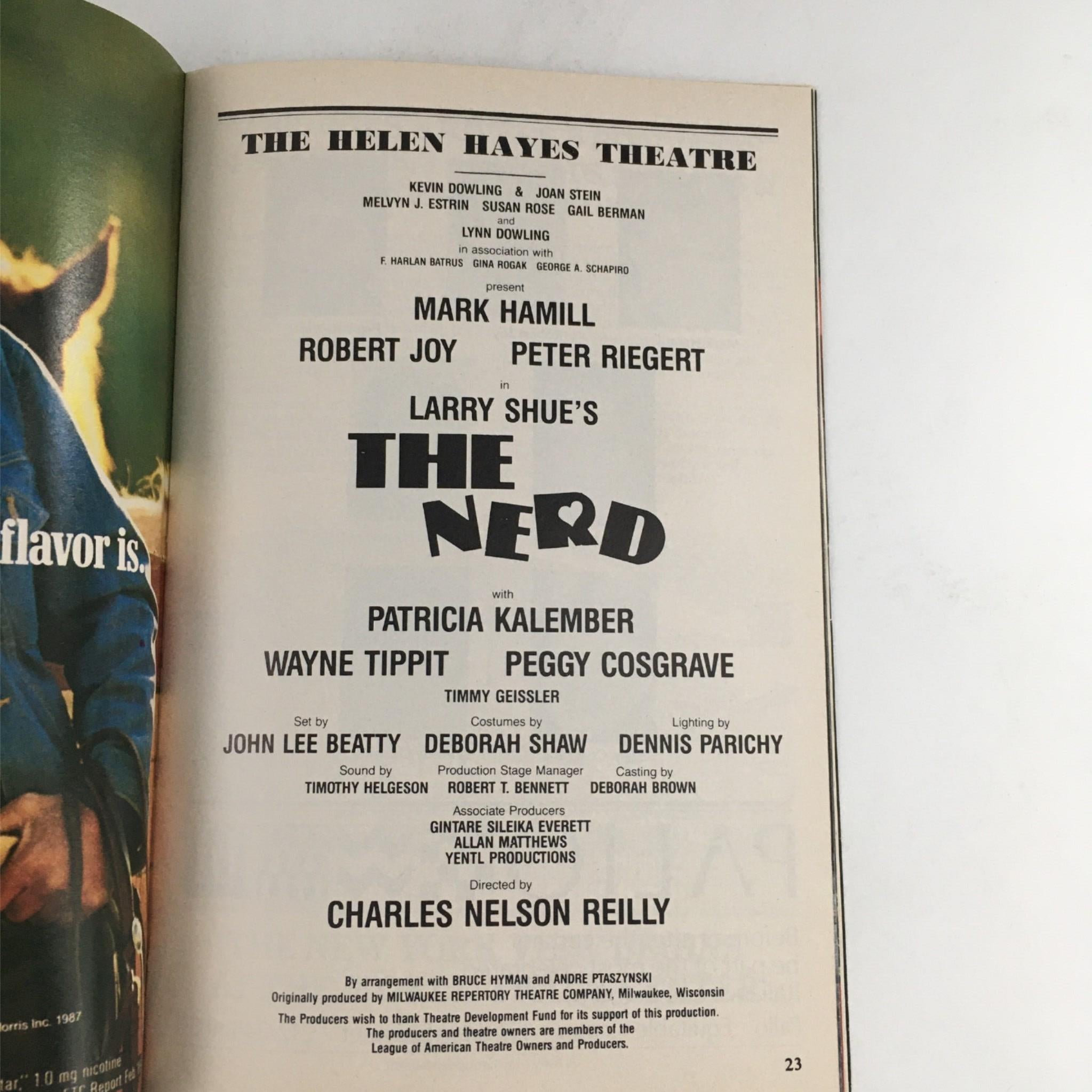 1987 Playbill The Nerd Larry Shue, Patricia Kalember at Helen Hayes Theatre VG