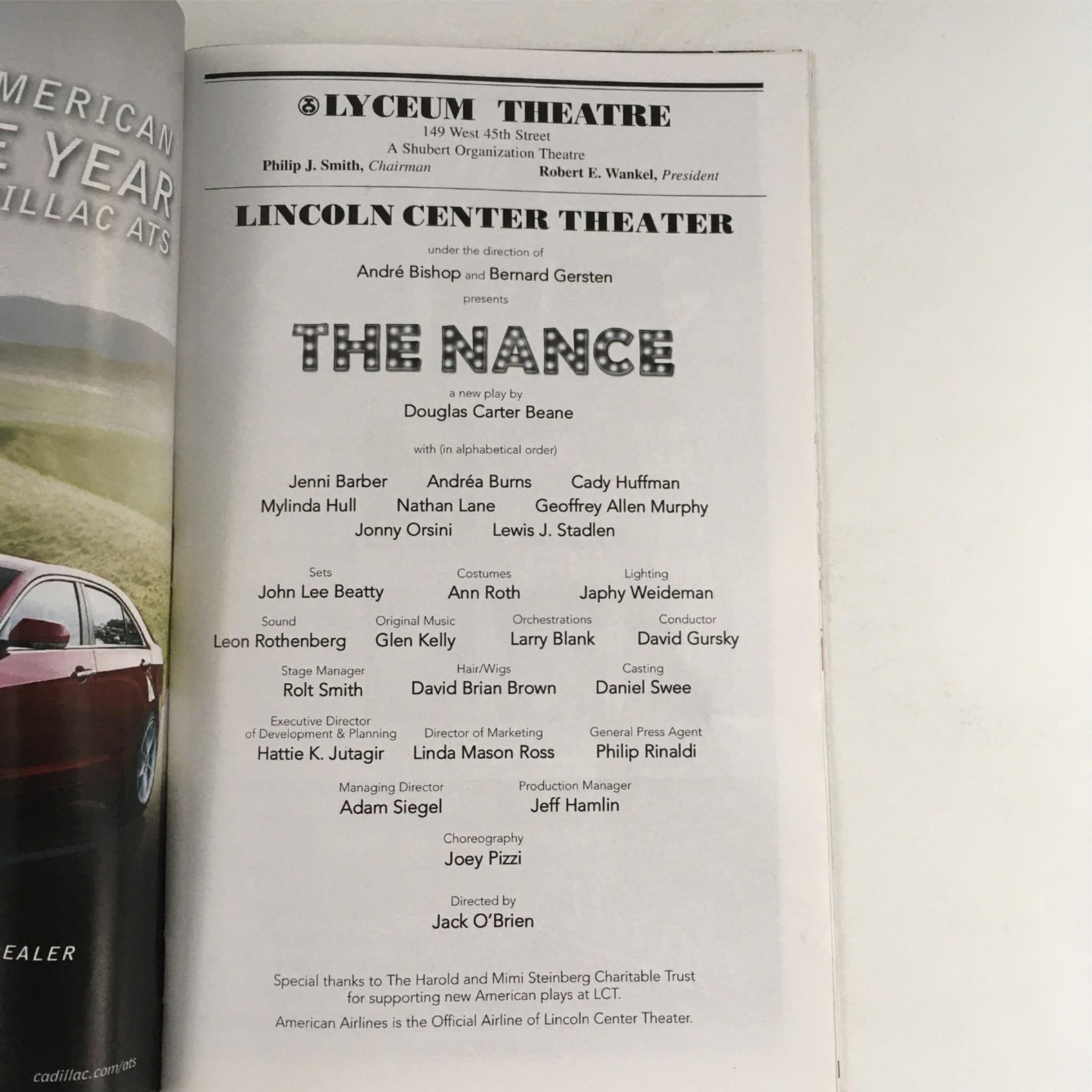 2013 Playbill The Nance by Douglas Carter Beane, Jack O'Brien, Lyceum Theatre VG