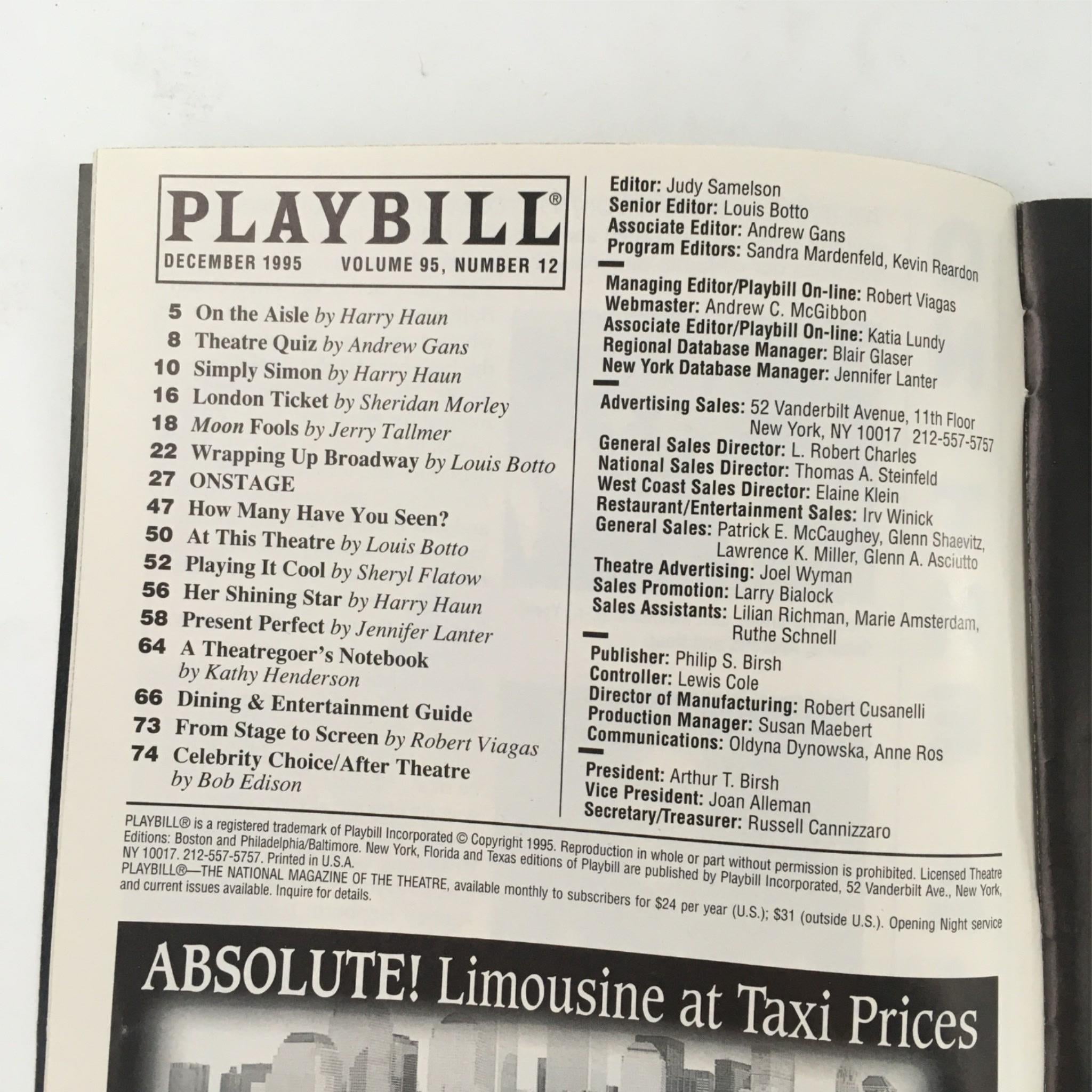 1995 Playbill Show Boat by Harold Prince, Susan Stroman at Gershwin Theatre VG