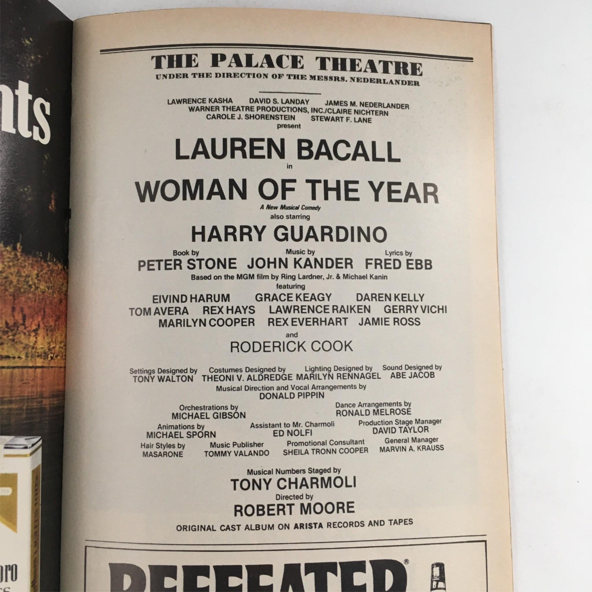 1981 Playbill Woman OF The Year by Lauren Bacall, Robert Moore at The Palace VG