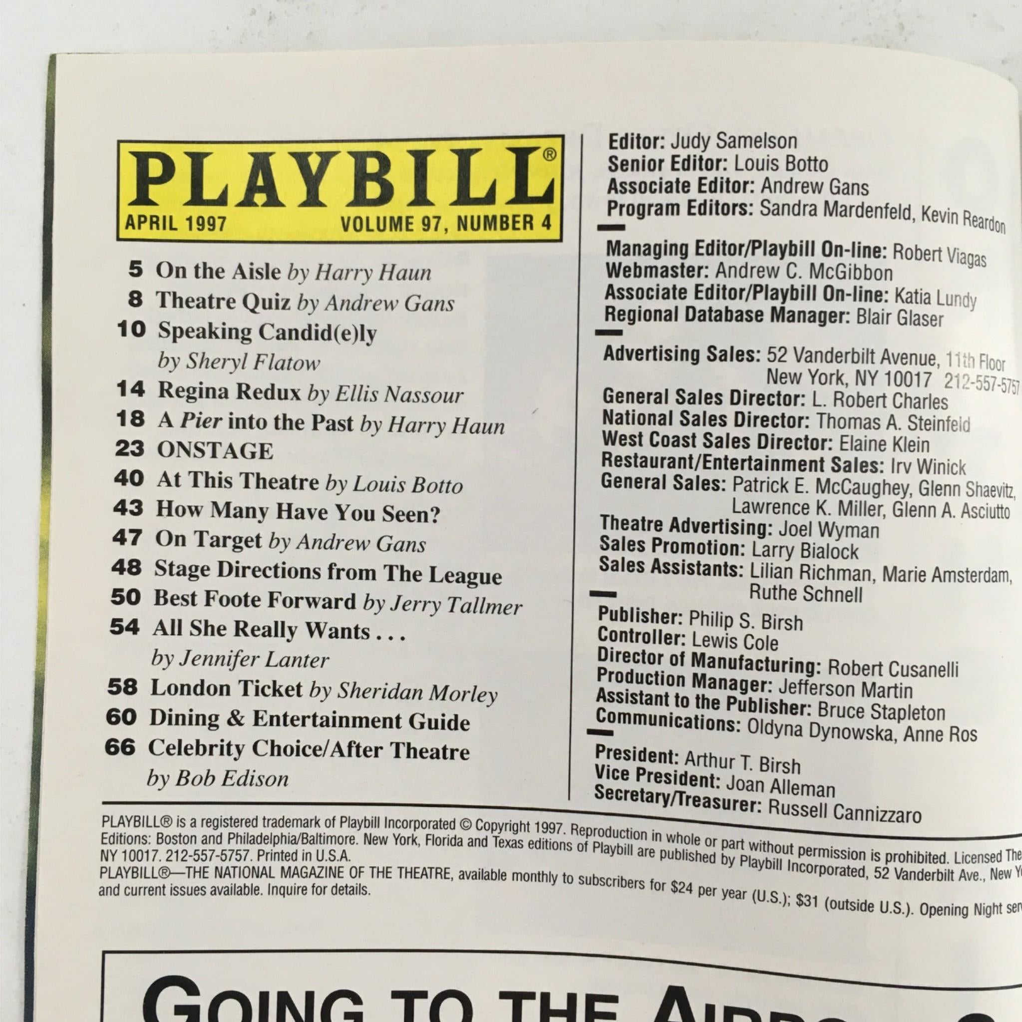 1997 Playbill An American Daughter by Wendy Wasserstein at Cort Theatre VG