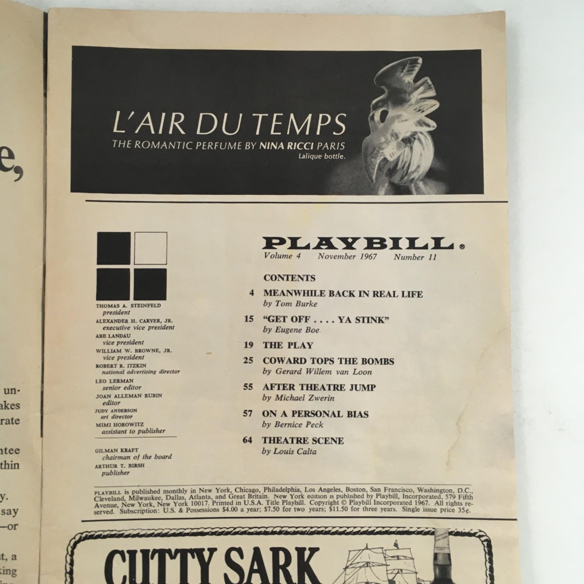 1967 Playbill There's A Girl In My Soup by Terence Frisby at The Music Box