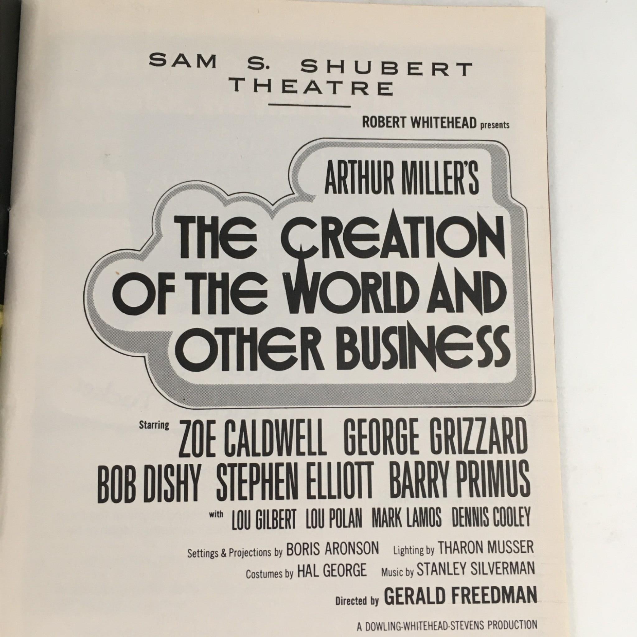 1972 Playbill The Creation Of The World And Other Business by Arthur Miller