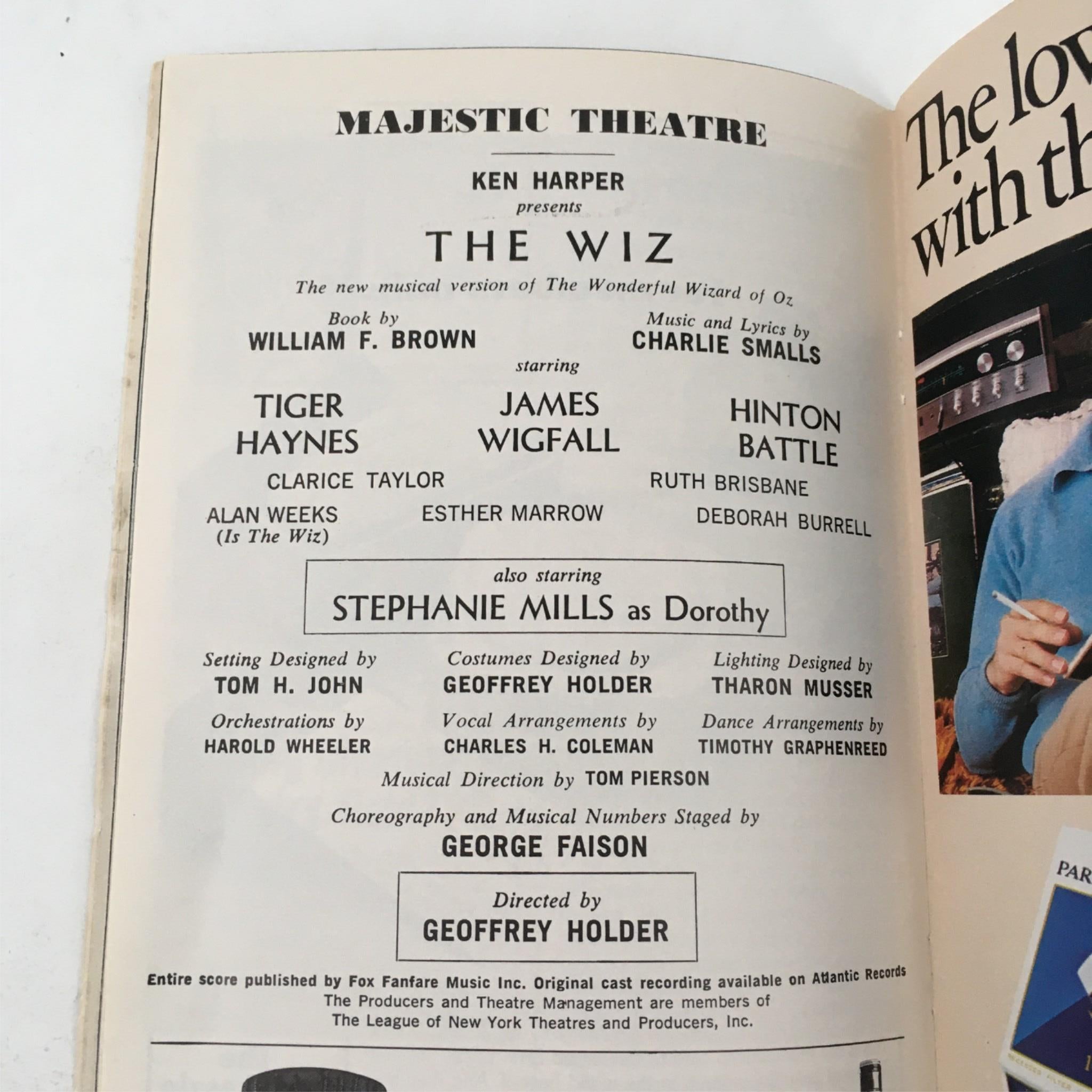 1976 Playbill The Wiz by Ken Harper, George Faison at Majestic Theatre