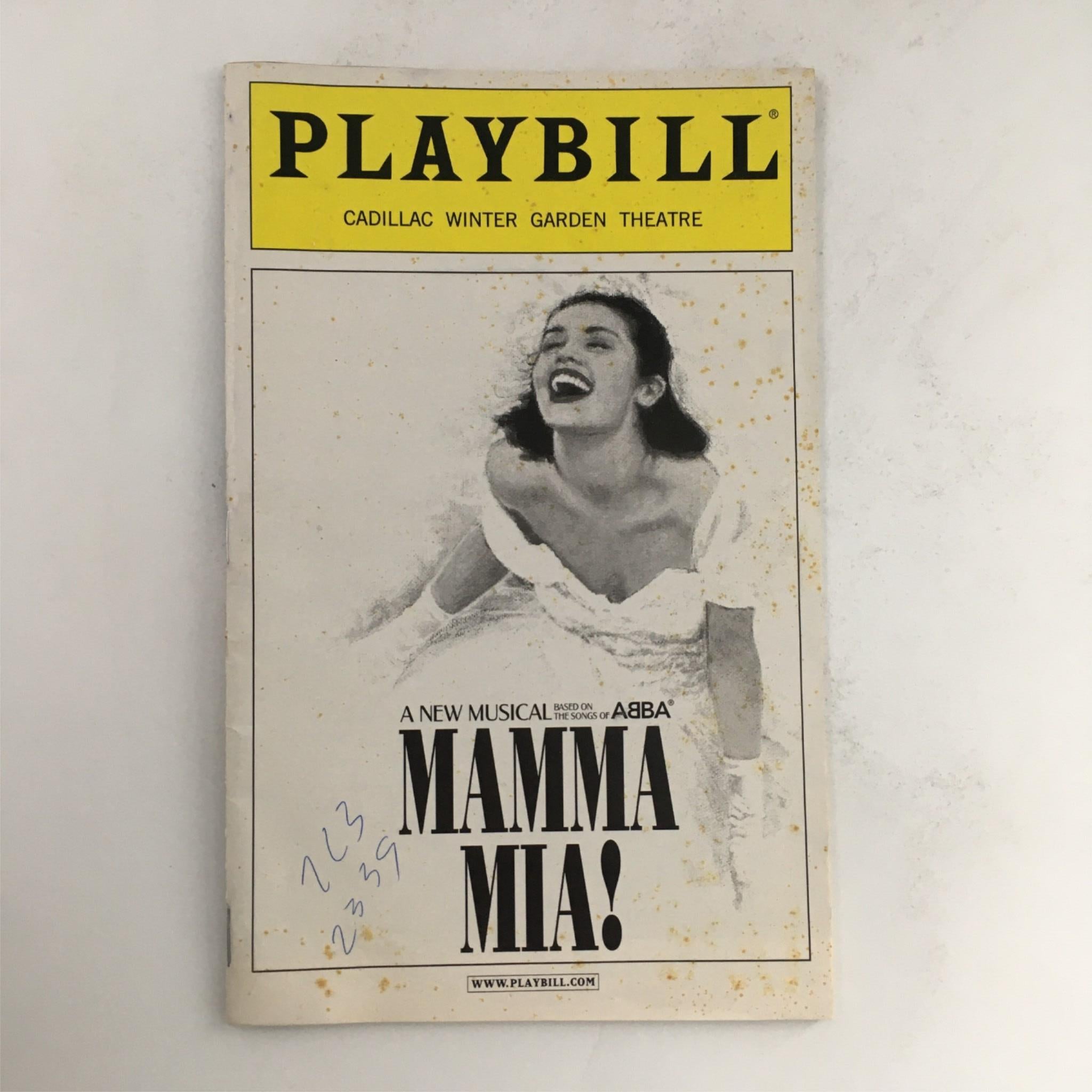 2002 Playbill Mamma Mia! by Phyllida Lloyd at Cadillac Winter Garden Theatre