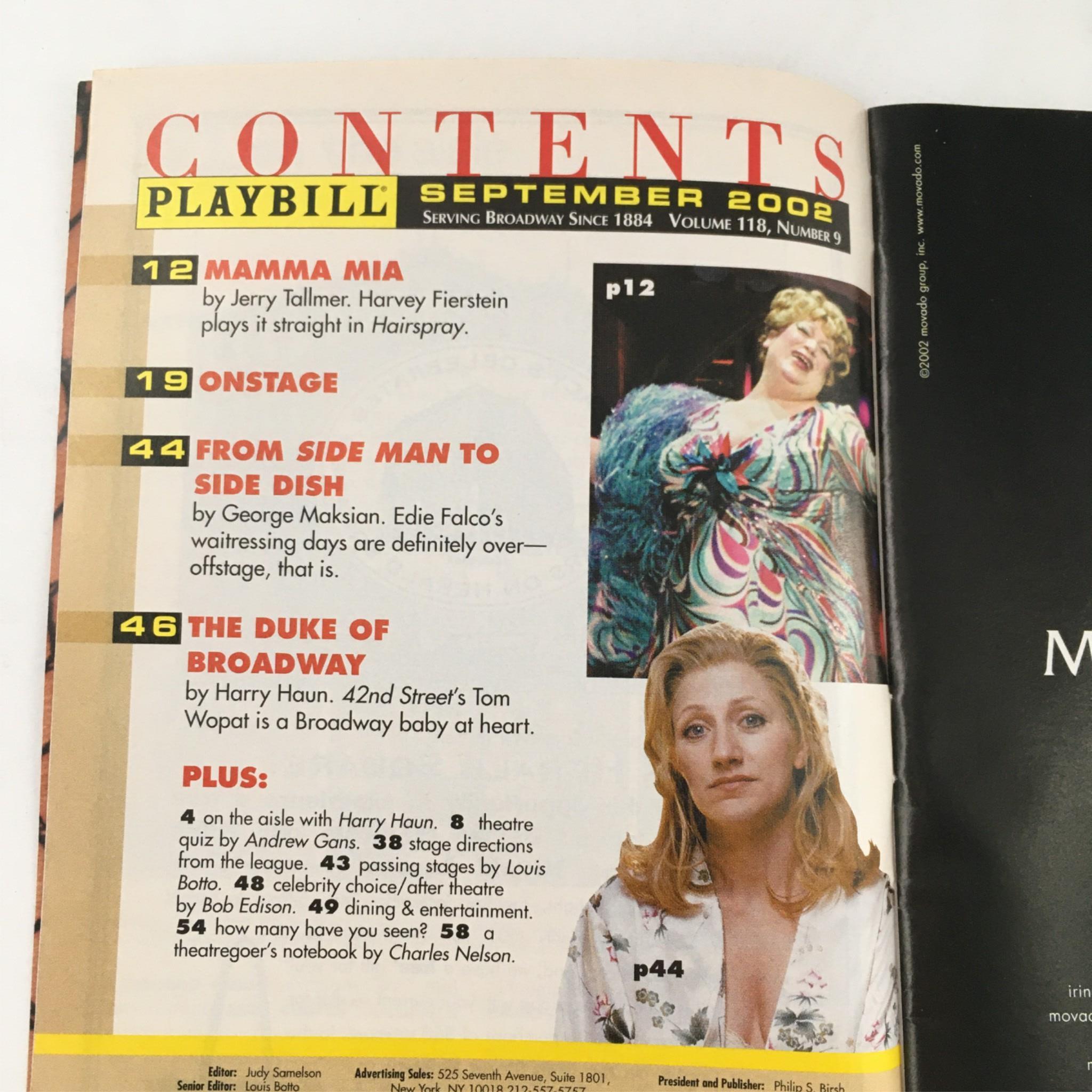 2002 Playbill Mamma Mia! by Phyllida Lloyd at Cadillac Winter Garden Theatre