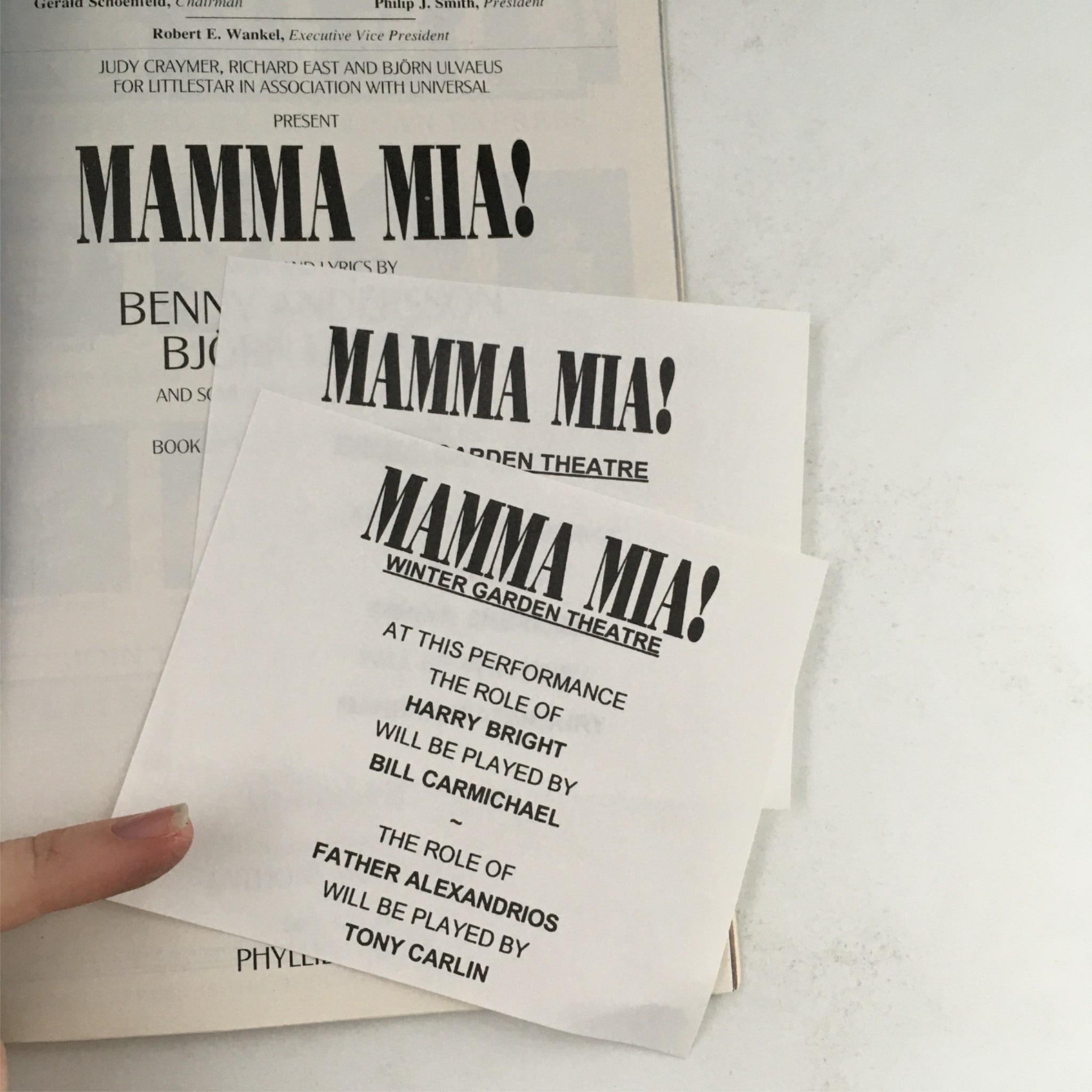 2002 Playbill Mamma Mia! by Phyllida Lloyd at Cadillac Winter Garden Theatre