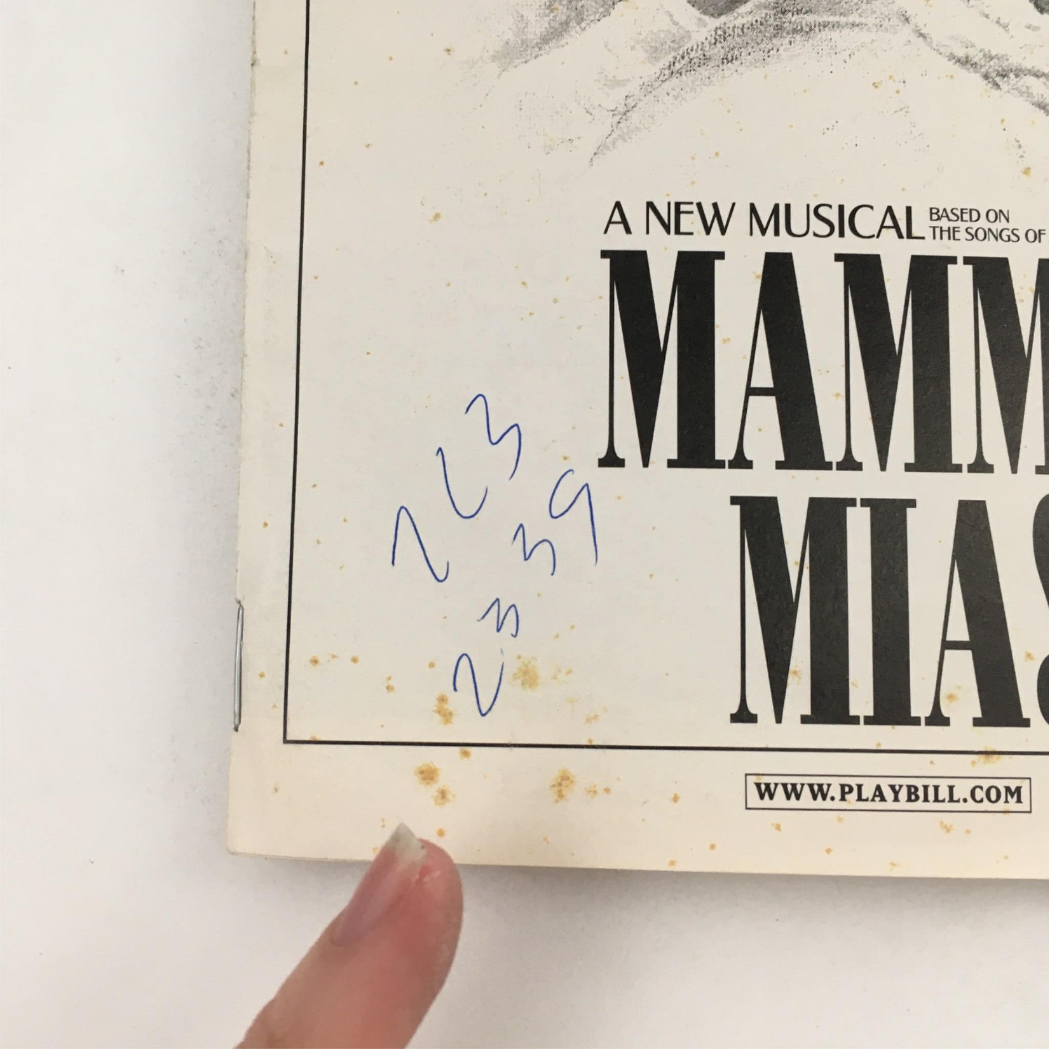 2002 Playbill Mamma Mia! by Phyllida Lloyd at Cadillac Winter Garden Theatre