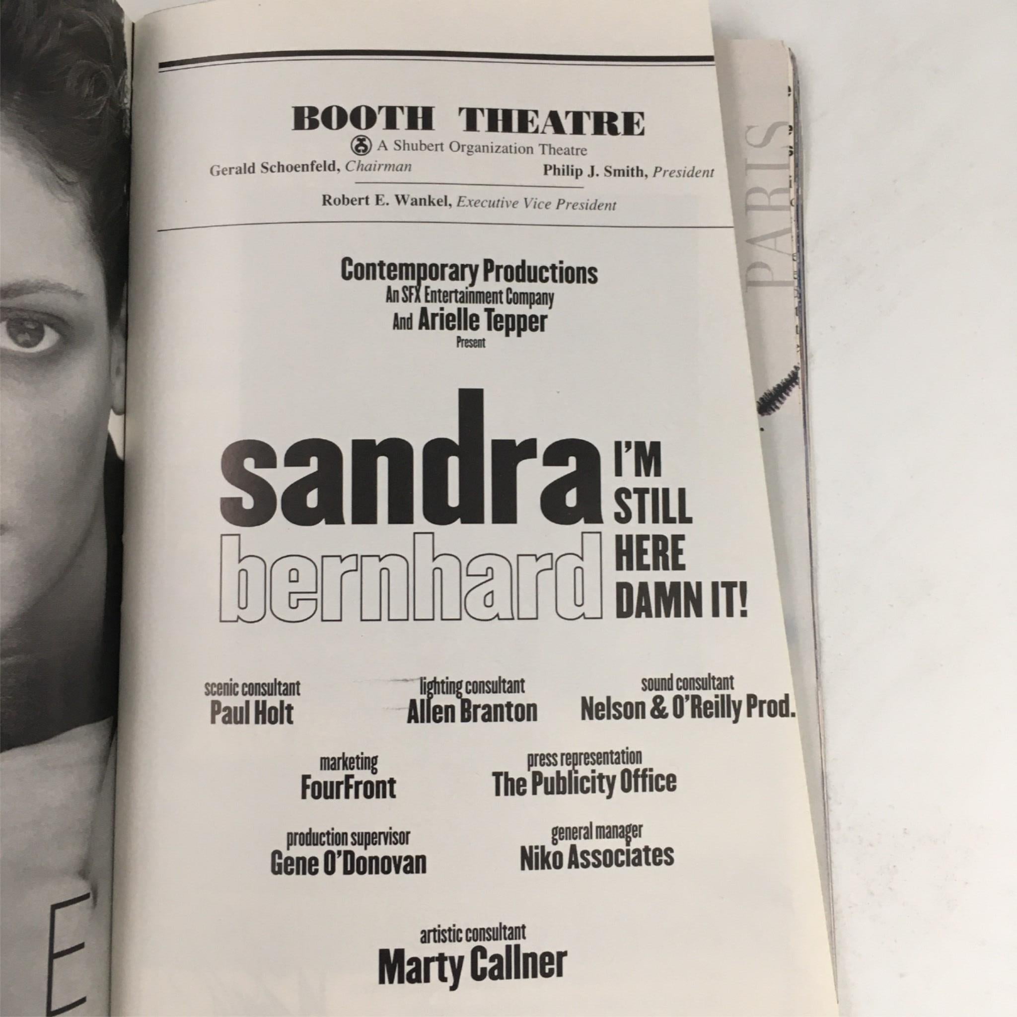 1998 Playbill I'm Still Here Damn It! by Sandra Bernhard Arielle Tepper