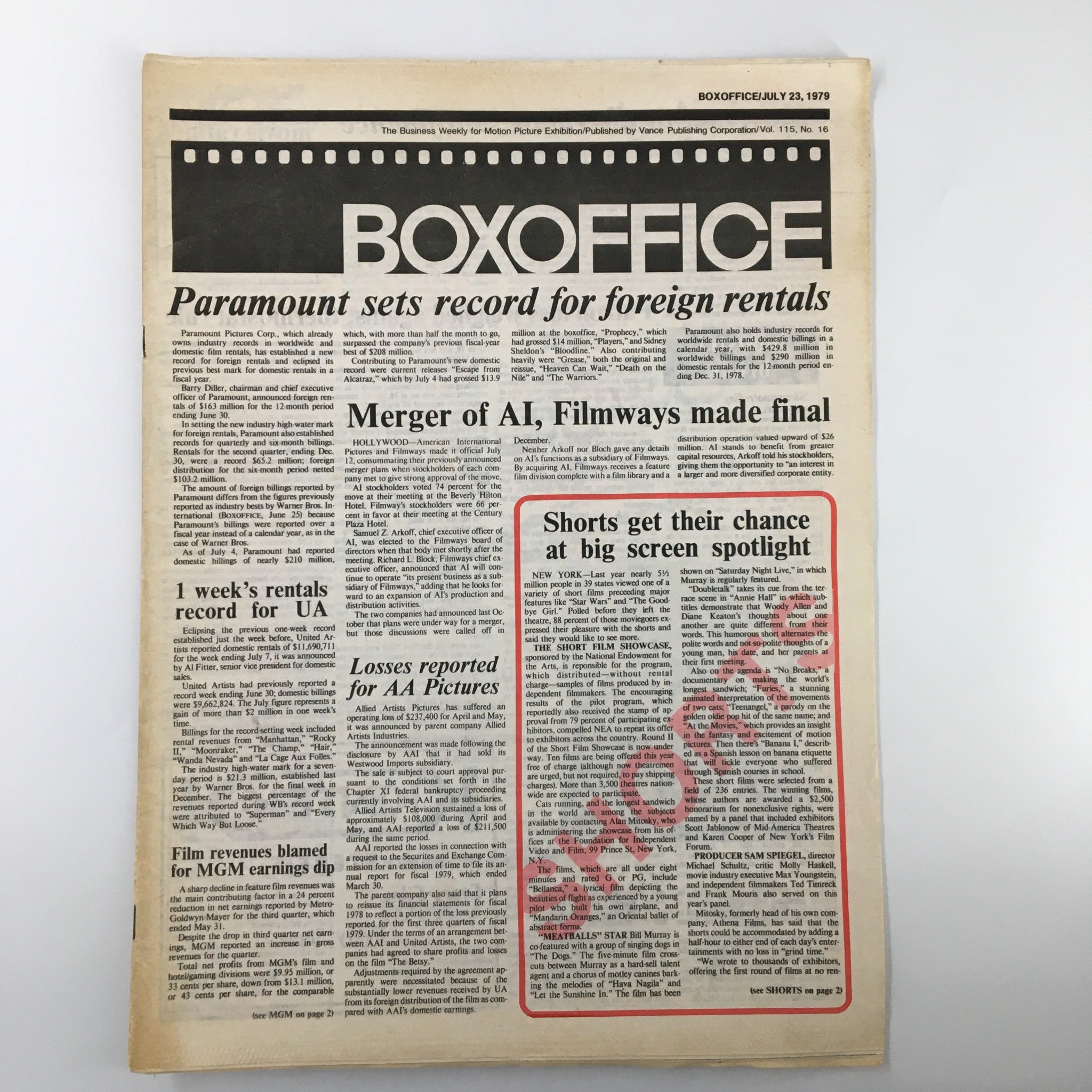 Box Office Magazine July 23 1979 Paramount Sets Record For Foreign Rentals