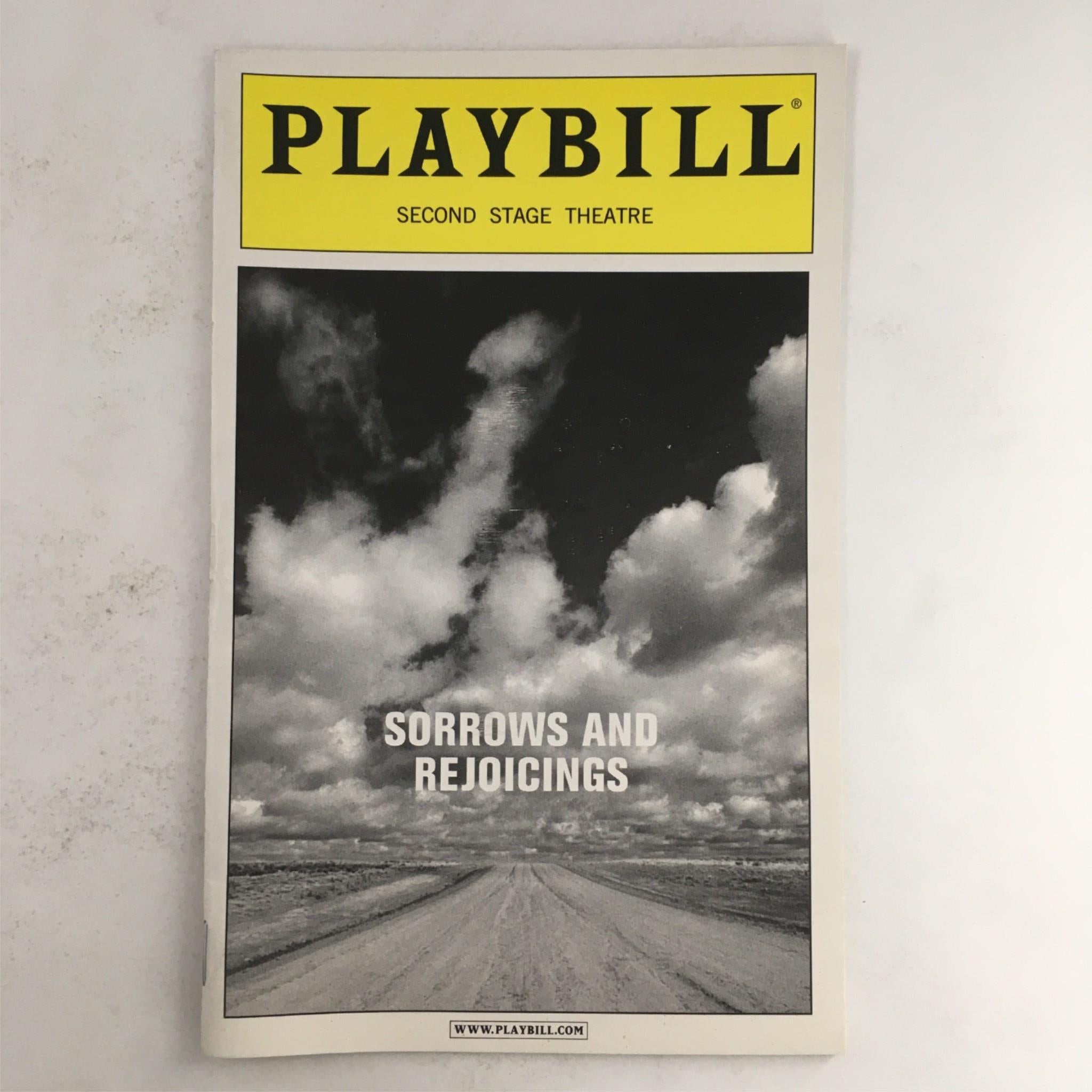 2002 Playbill Sorrows and Rejoicings by Athol Fugard at Second Stage Theatre