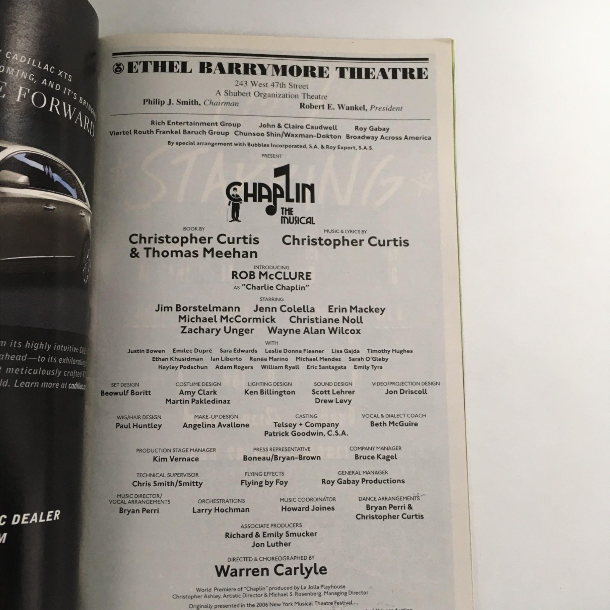 2012 Playbill Chaplin by Warren Carlyle, Rob McClure at Ethel Barrymore Theatre