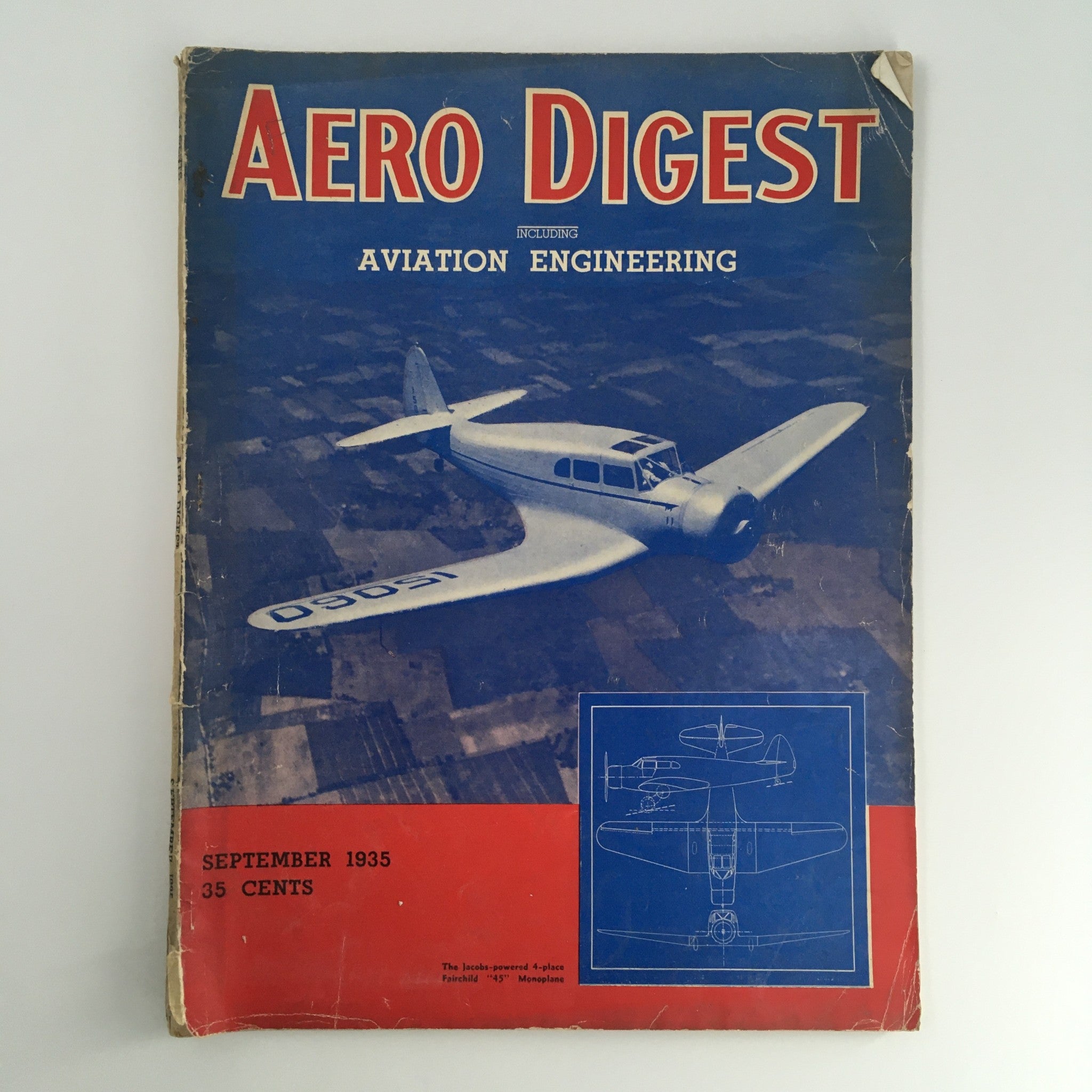 Aero Digest Magazine September 1935 Jacobs-Power 4-Place Fairchild 45 Monoplane