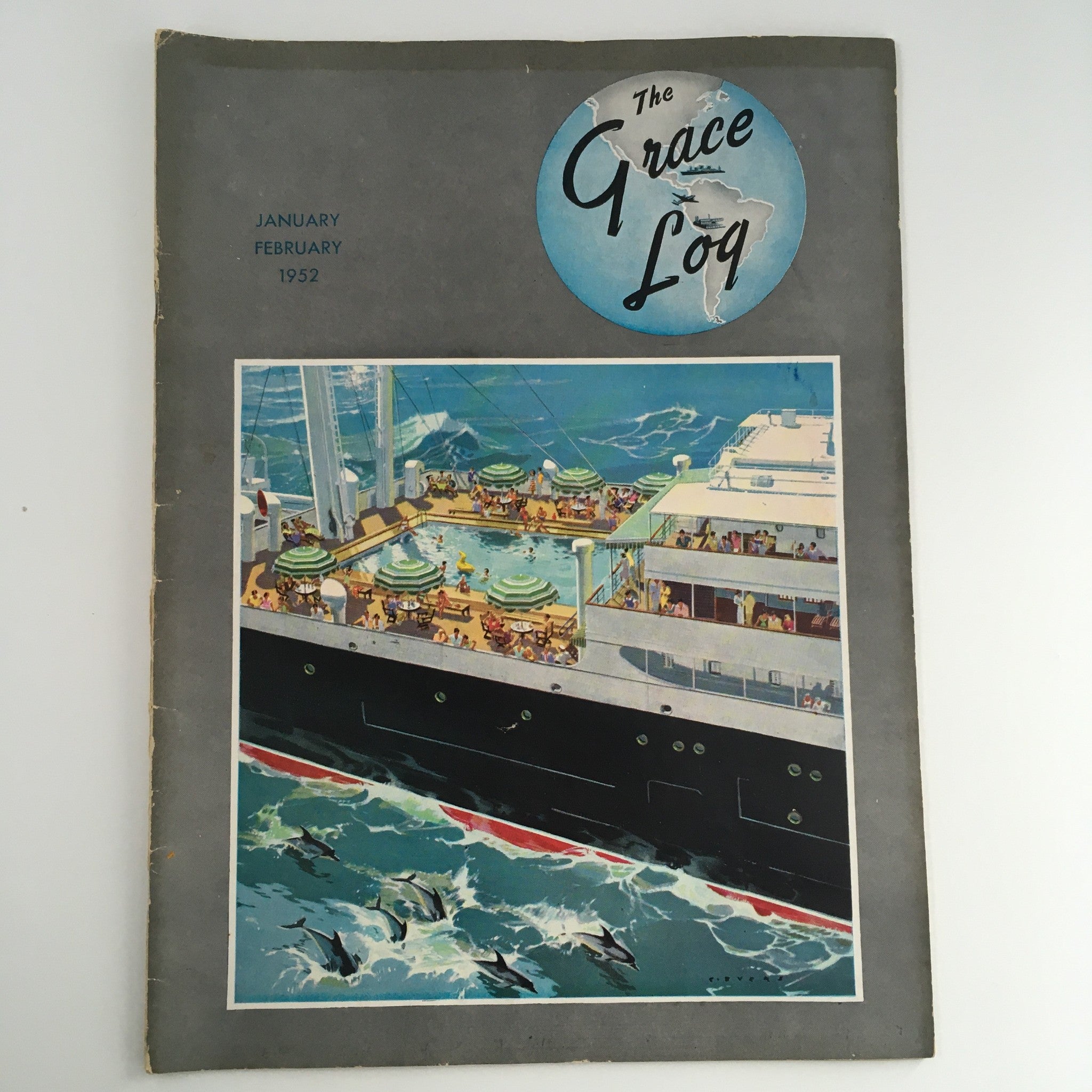 Vintage The Grace Log Magazine January-February 1952 Cruise Ship Feature