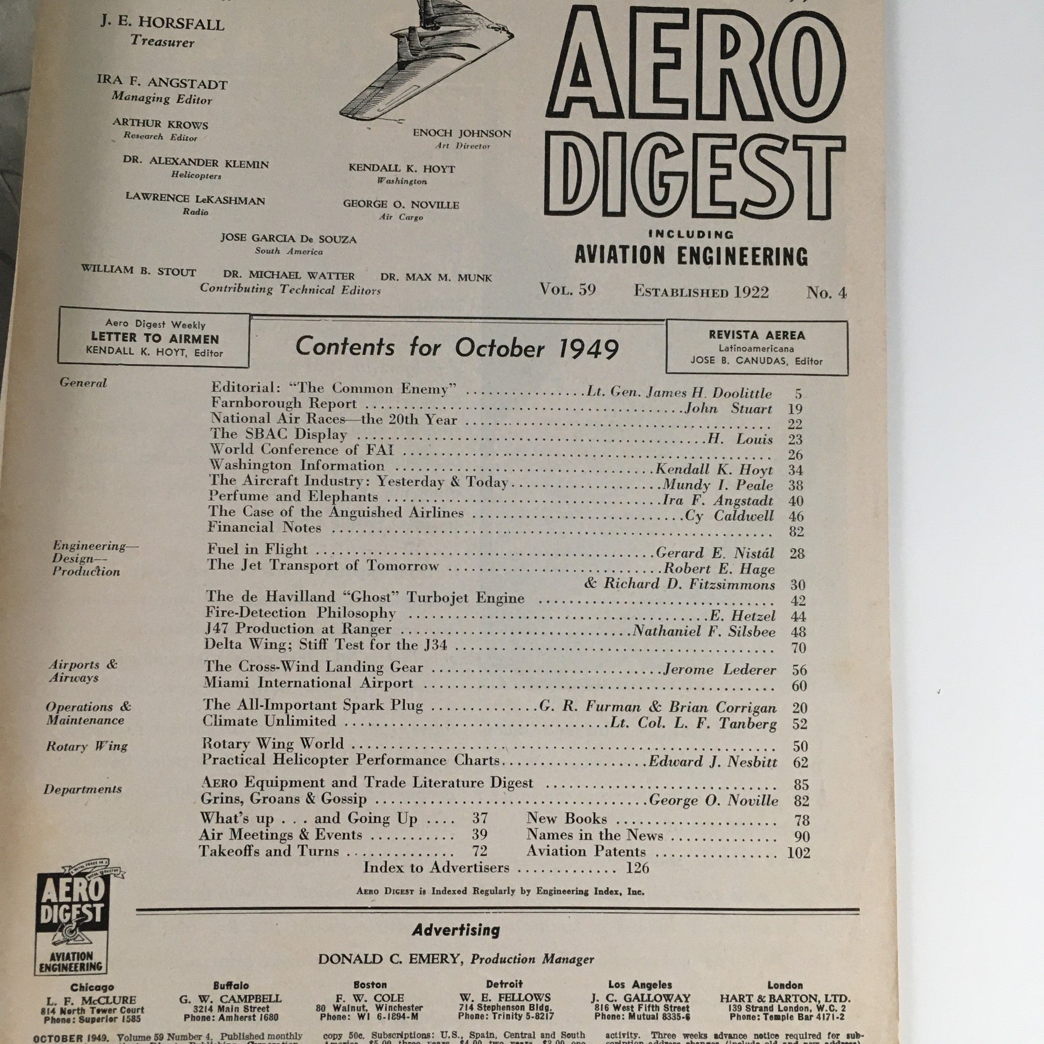 Aero Digest Magazine October 1949 Chance Vought Aircraft in Dallas Texas Feature