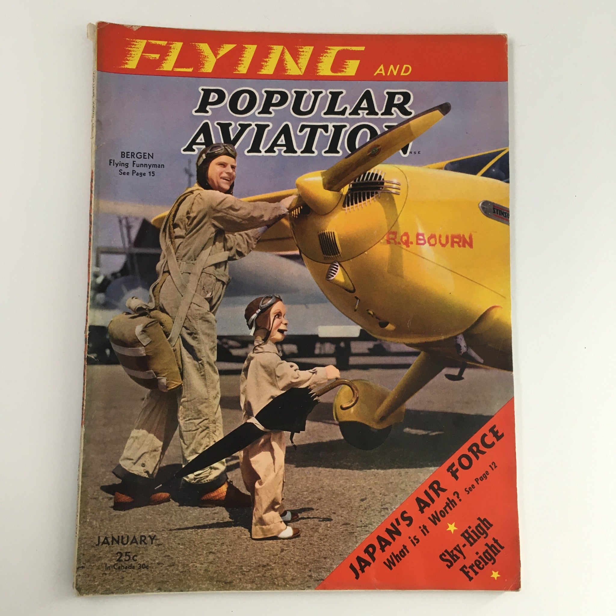 Flying & Popular Aviation Magazine January 1941 Vol 28 #1 Bergen Flying Funnyman