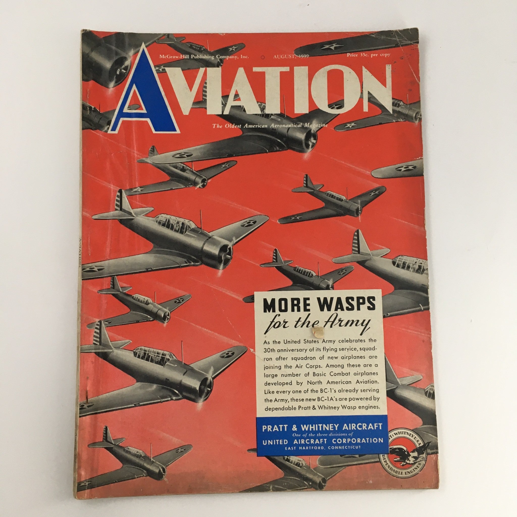 Aviation Magazine August 1939 Vol 38 #8 The Wright Brothers as Researchers