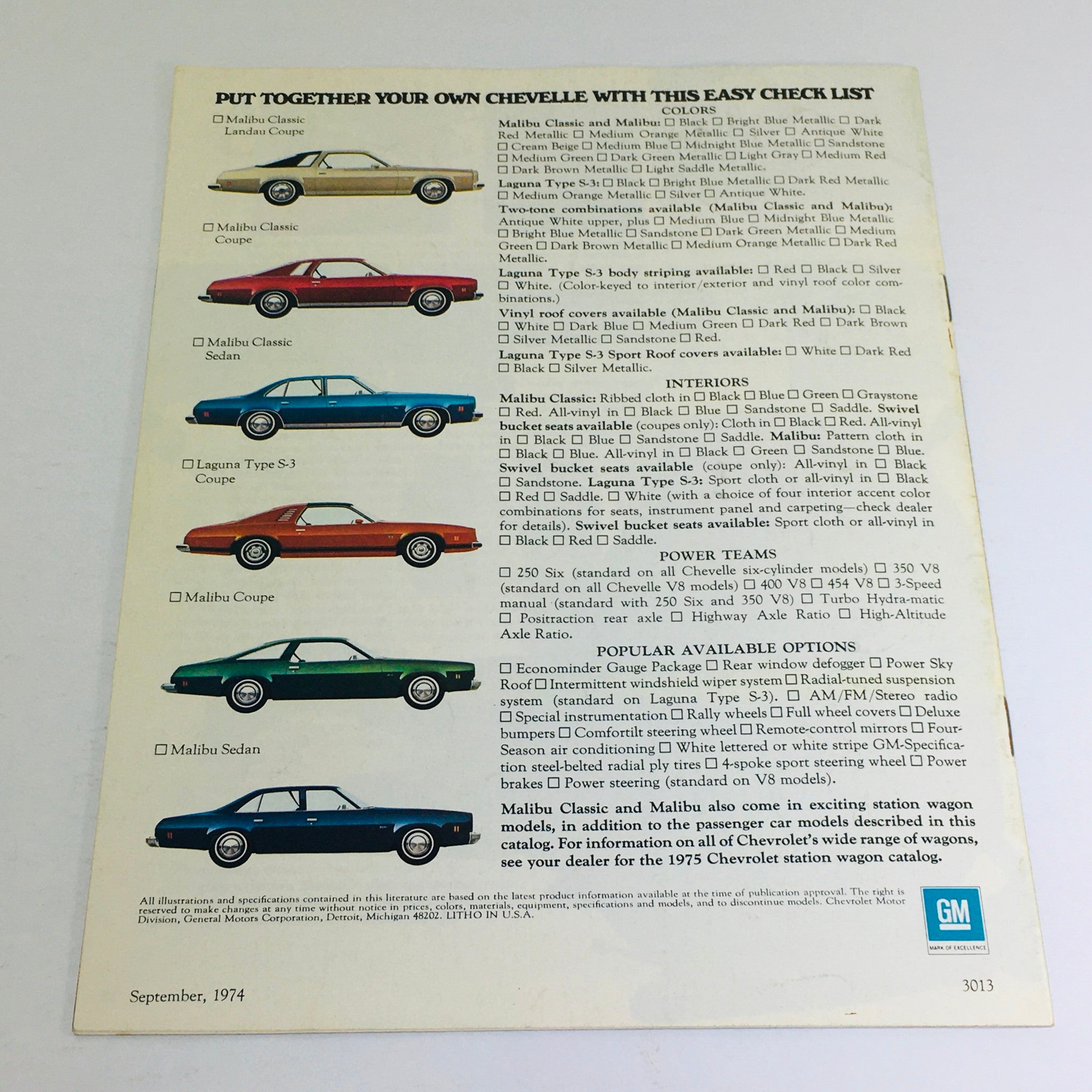 1975 Chevrolet Chevelle-Malibu Sedan Dealership Car Auto Brochure Catalog