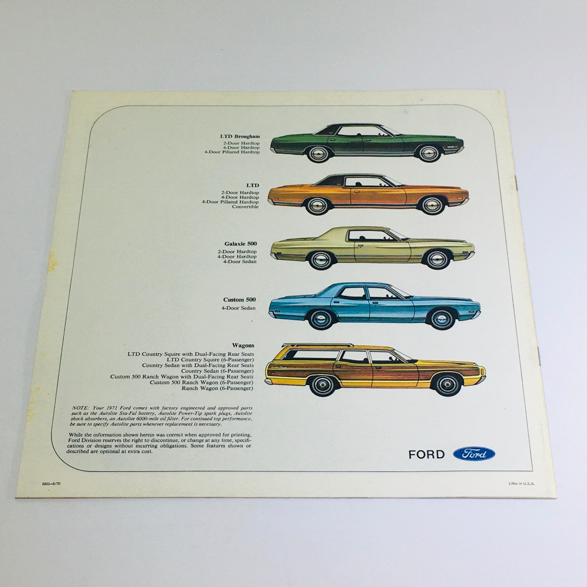 1971 Ford LTD Brougham 2-Door Hardtops Dealership Car Auto Brochure Catalog