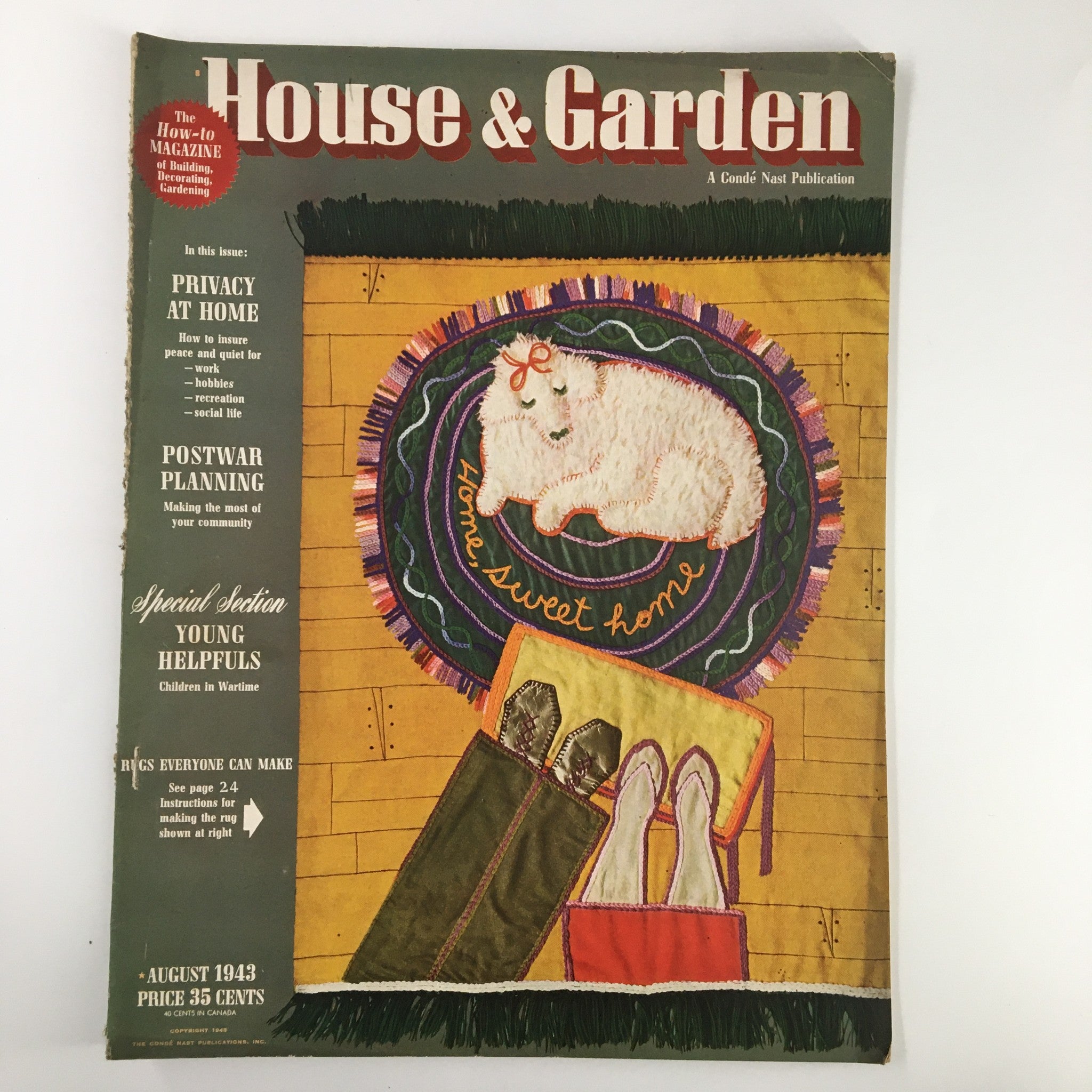 VTG House & Garden Magazine August 1943 Young Helpfuls Children in War No Label