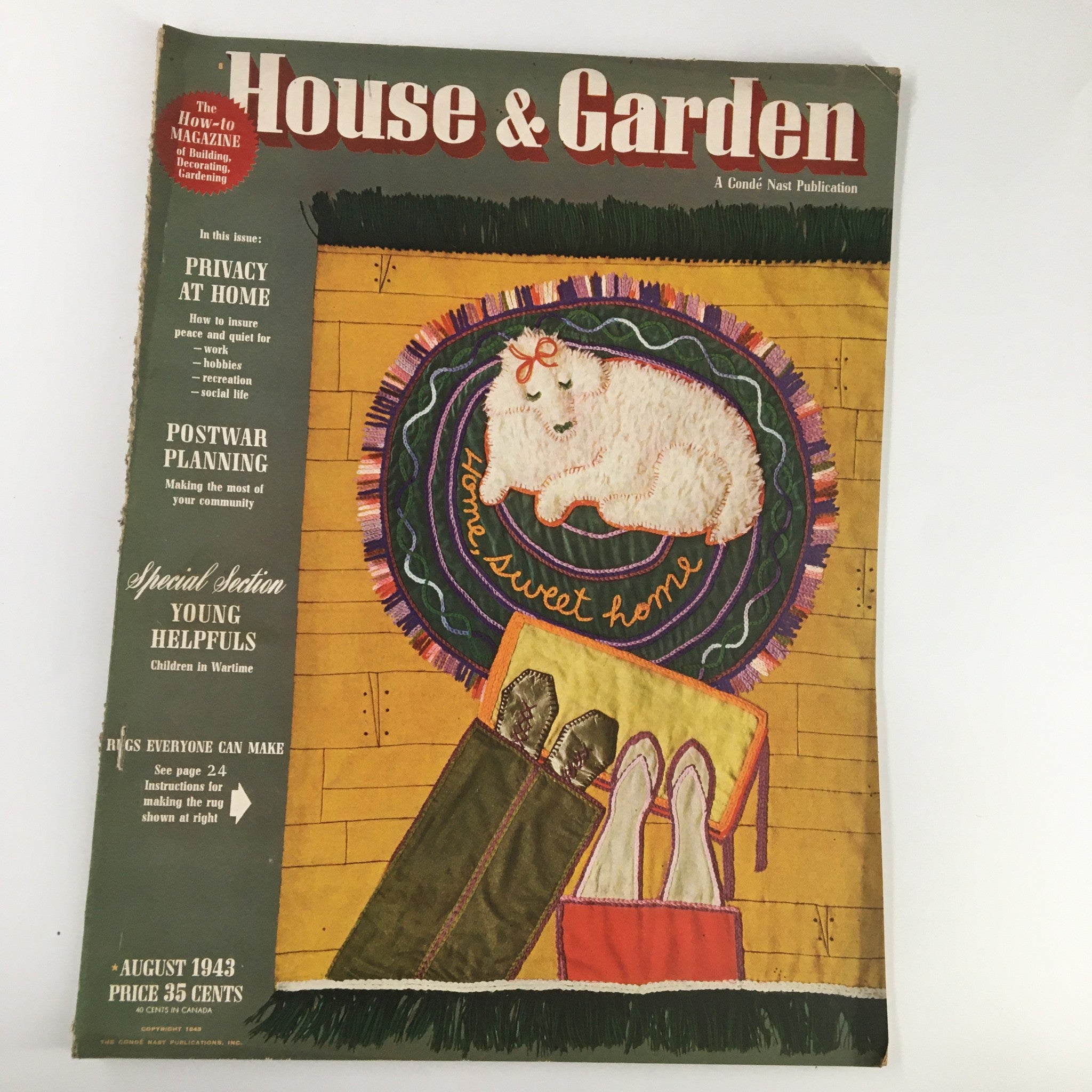 VTG House & Garden Magazine August 1943 Young Helpfuls Children in War No Label