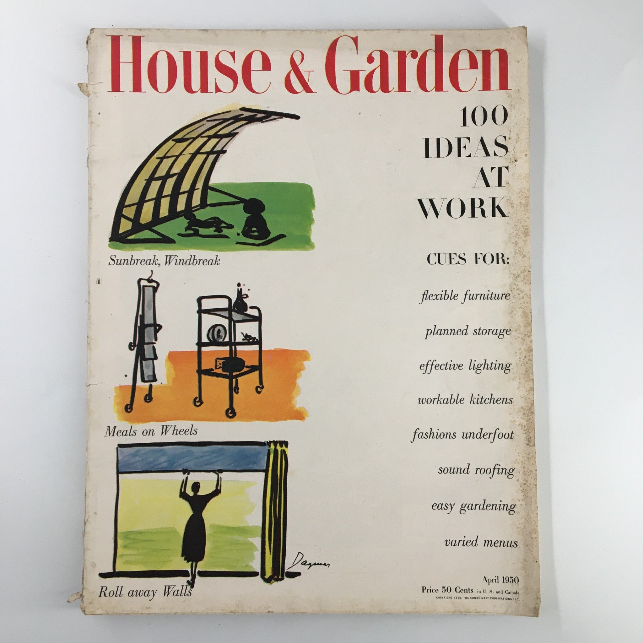 VTG House & Garden Magazine April 1950 The 100 Ideas at Work No Label