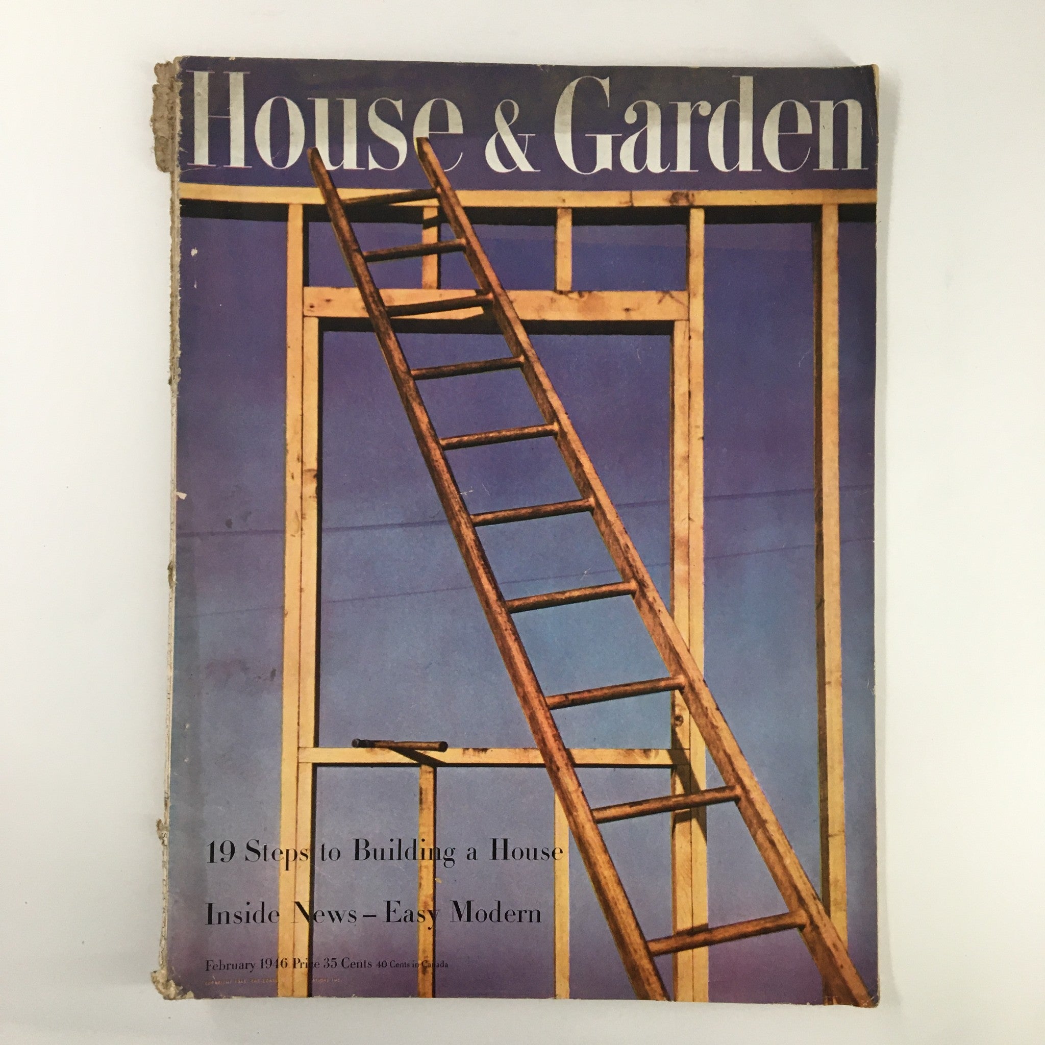 VTG House & Garden Magazine February 1946 19 Steps To Building A House No Label