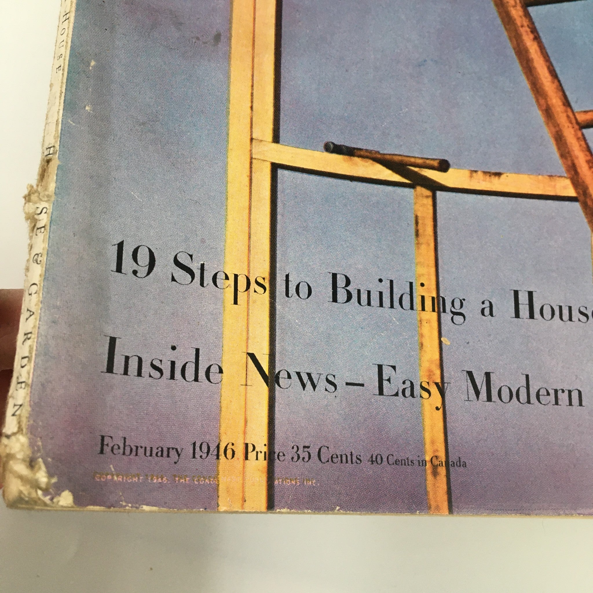 VTG House & Garden Magazine February 1946 19 Steps To Building A House No Label