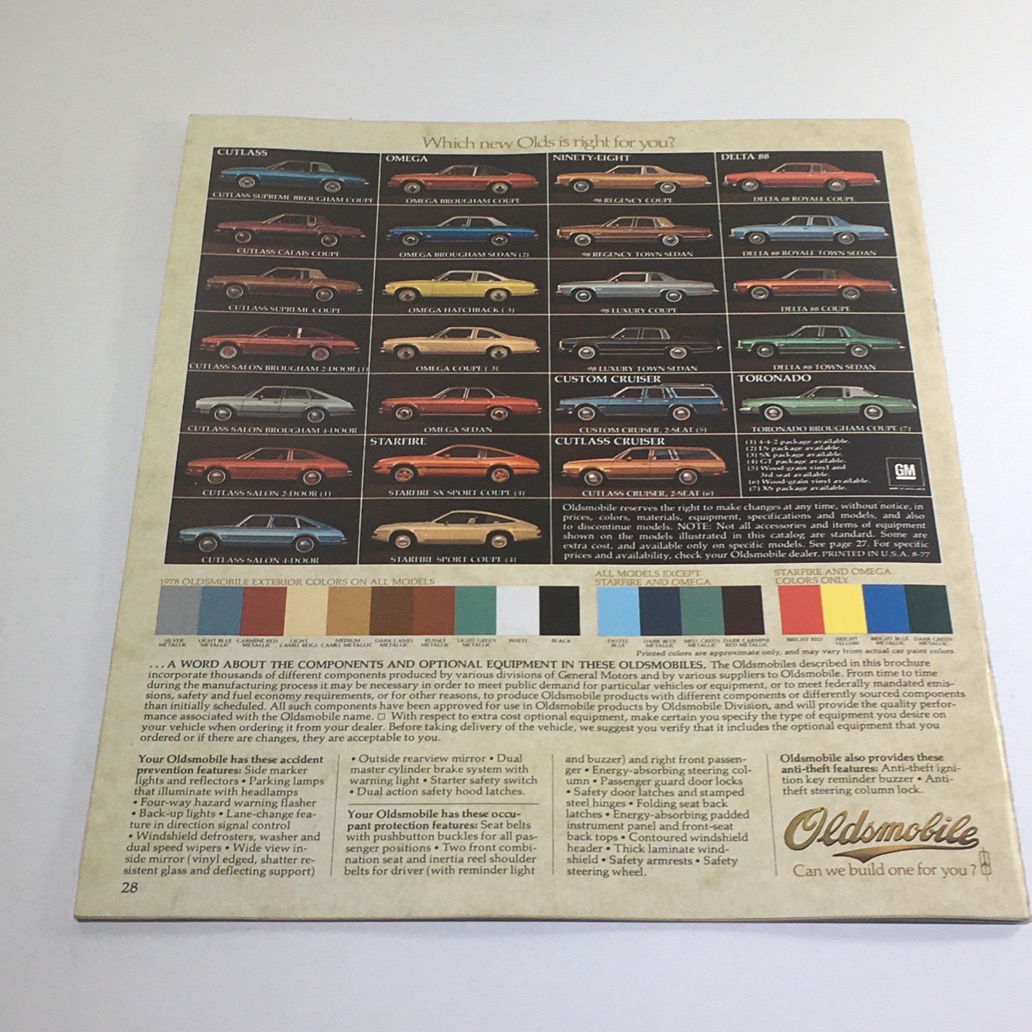 1978 Oldsmobile Cutlass Supreme/Salon/Omega Dealership Car Auto Brochure Catalog