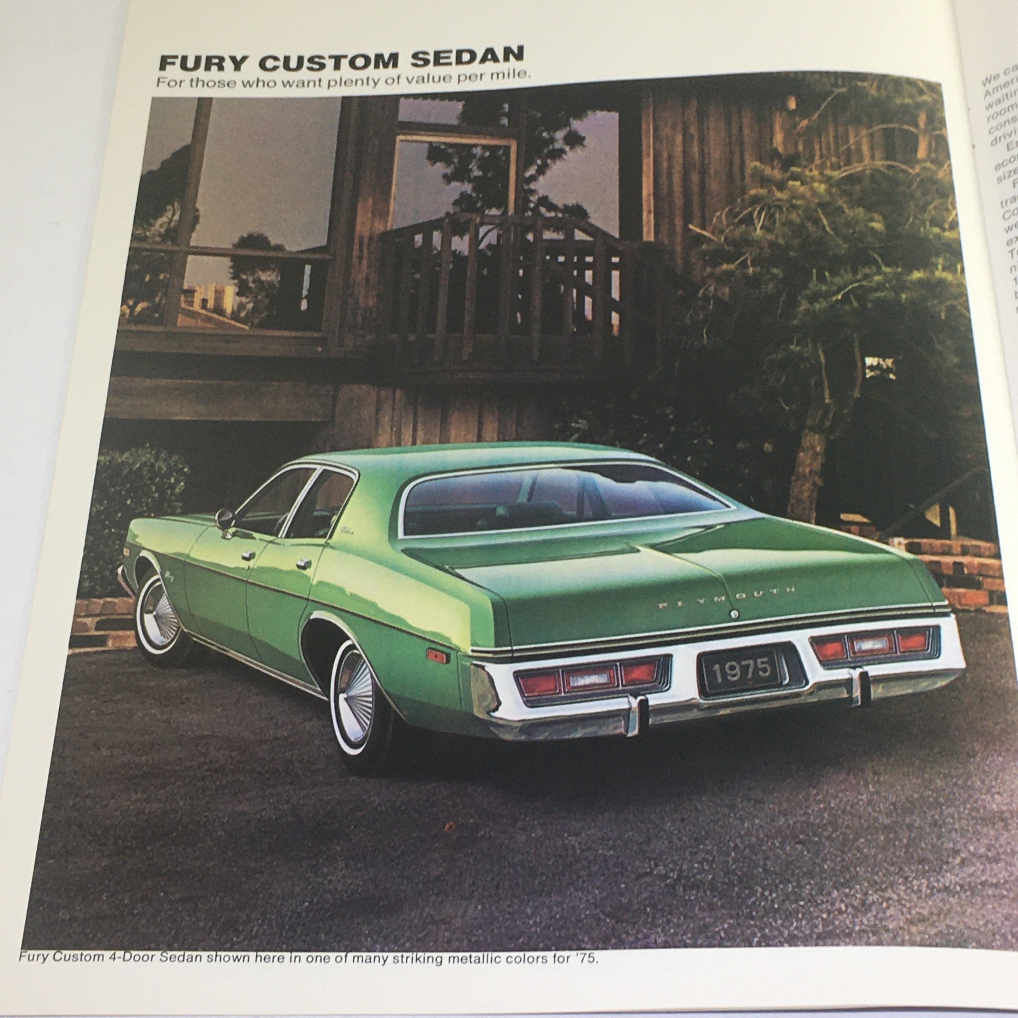 1975 Plymouth Small Fury Custom Sedan Dealership Car Auto Brochure Catalog