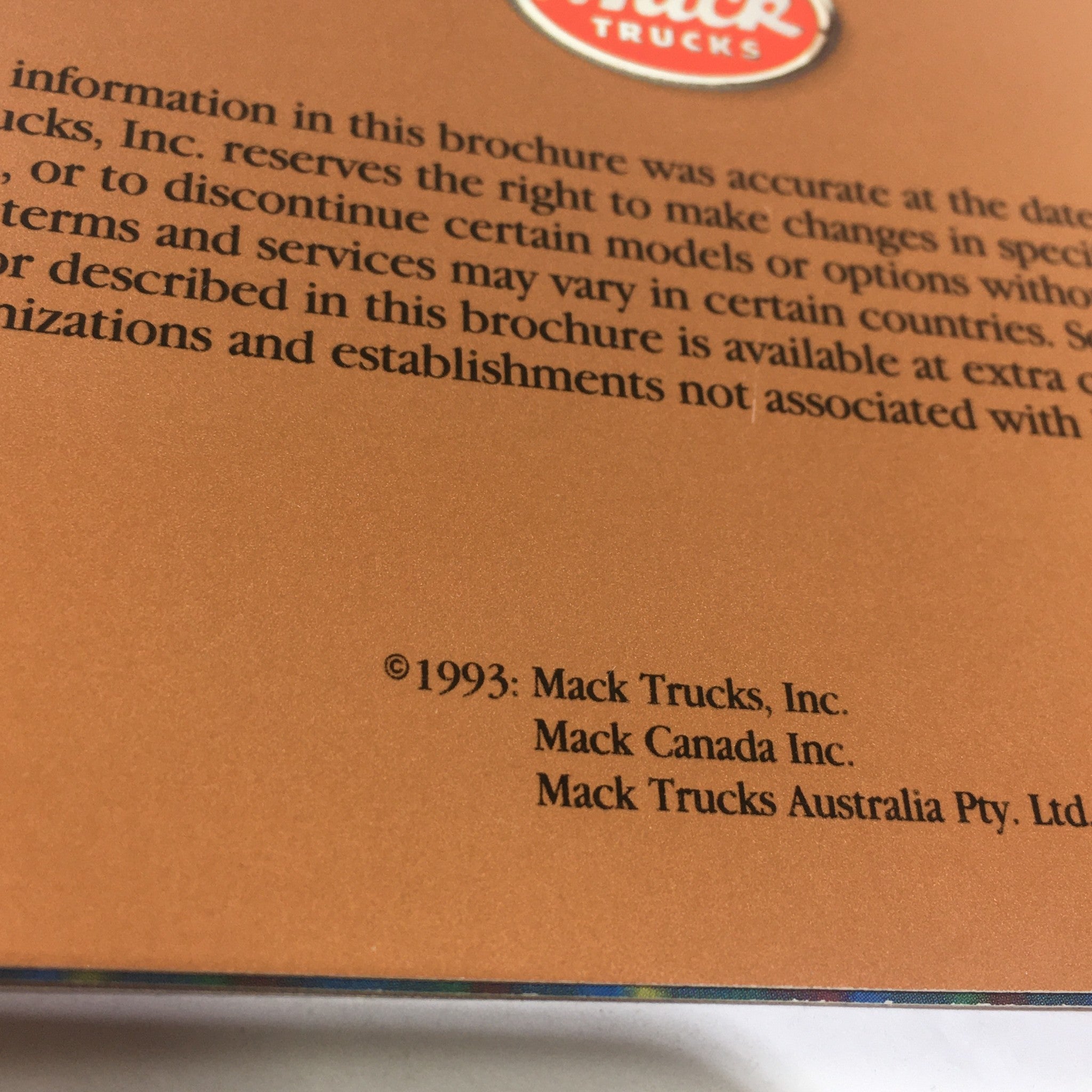 1993 Mack Trucks CS Mid-Liner Dealership Car Auto Brochure Catalog