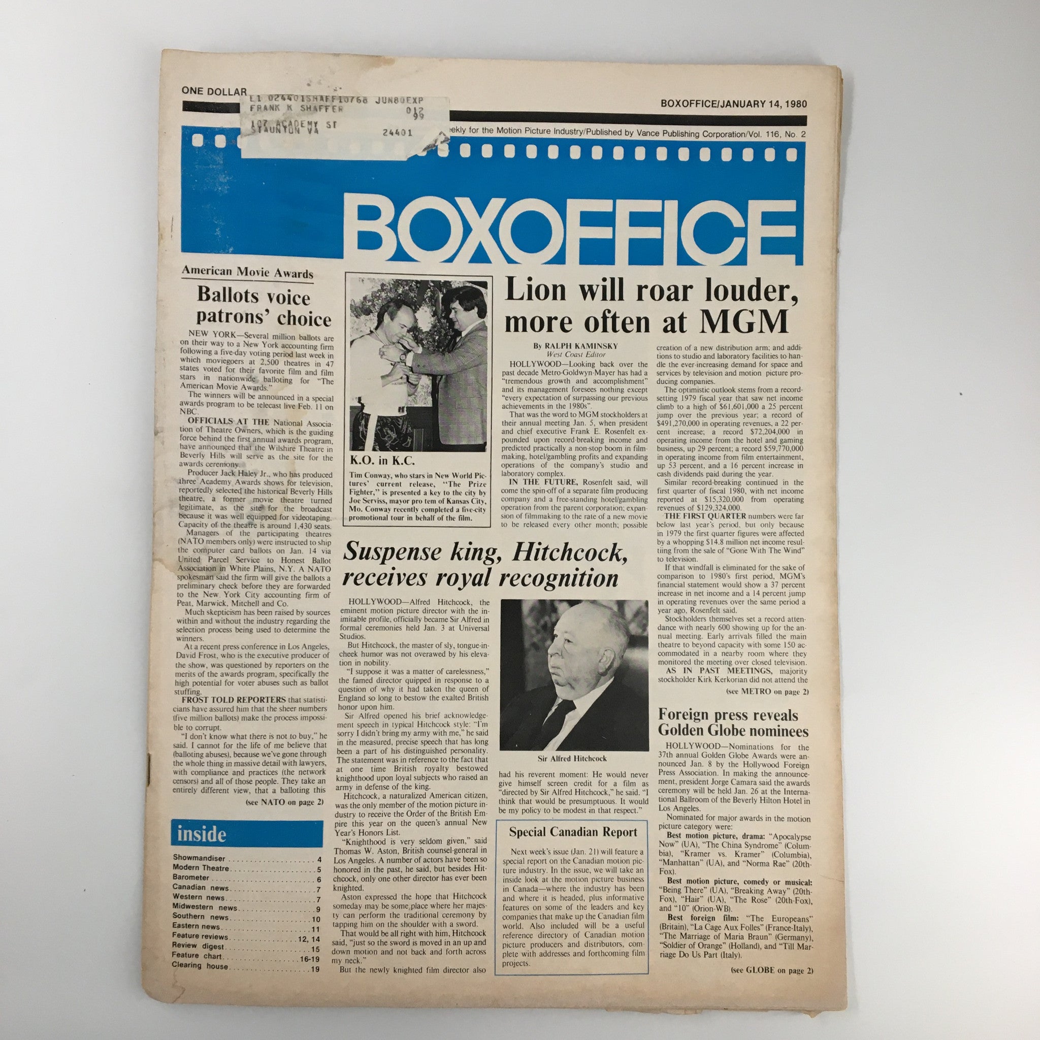 Box Office Magazine January 14 1980 Lion Will Roar Louder More Often at MGM