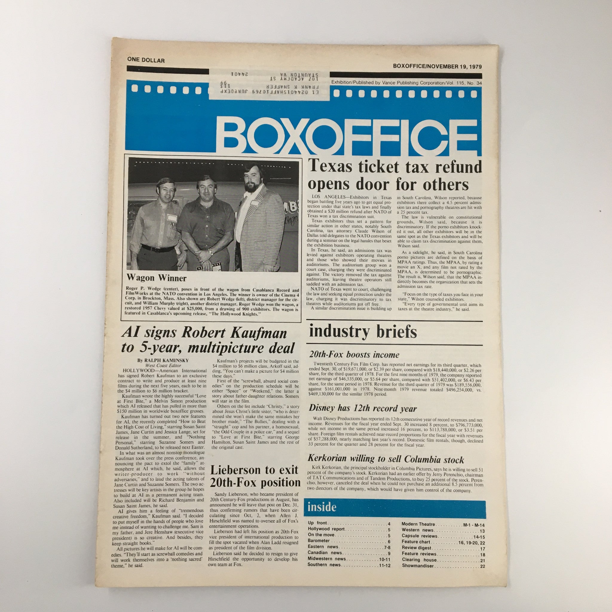 Box Office Magazine November 19 1979 Texas Ticket Tax Refund Open Doors Others