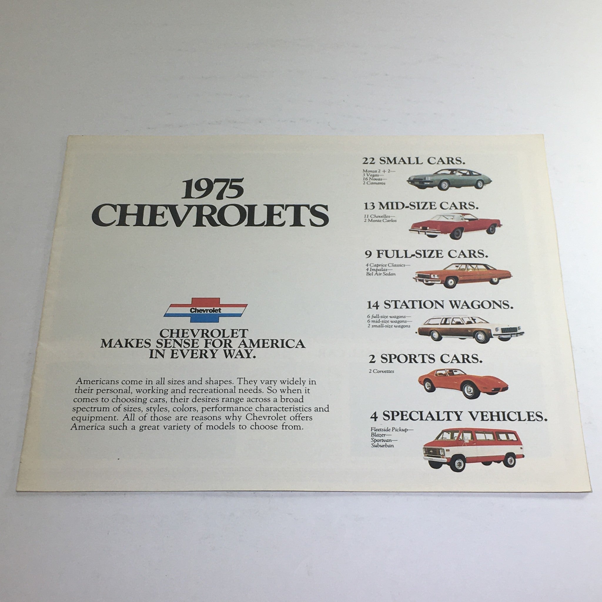 1975 Chevrolet full line Vega LX Notch-back Dealership Car Auto Brochure Catalog