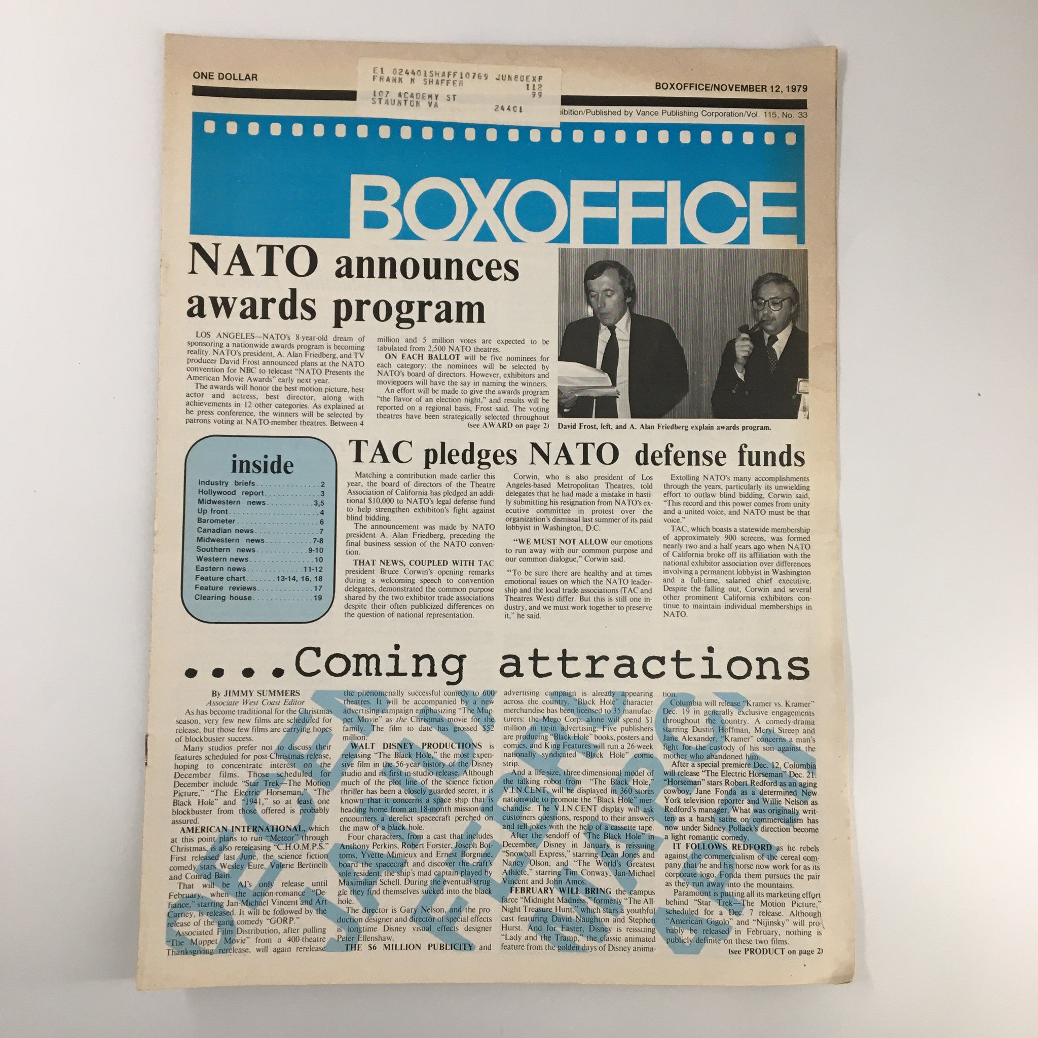 Box Office Magazine November 12 1979 TAC Pledges NATO Defense Funds