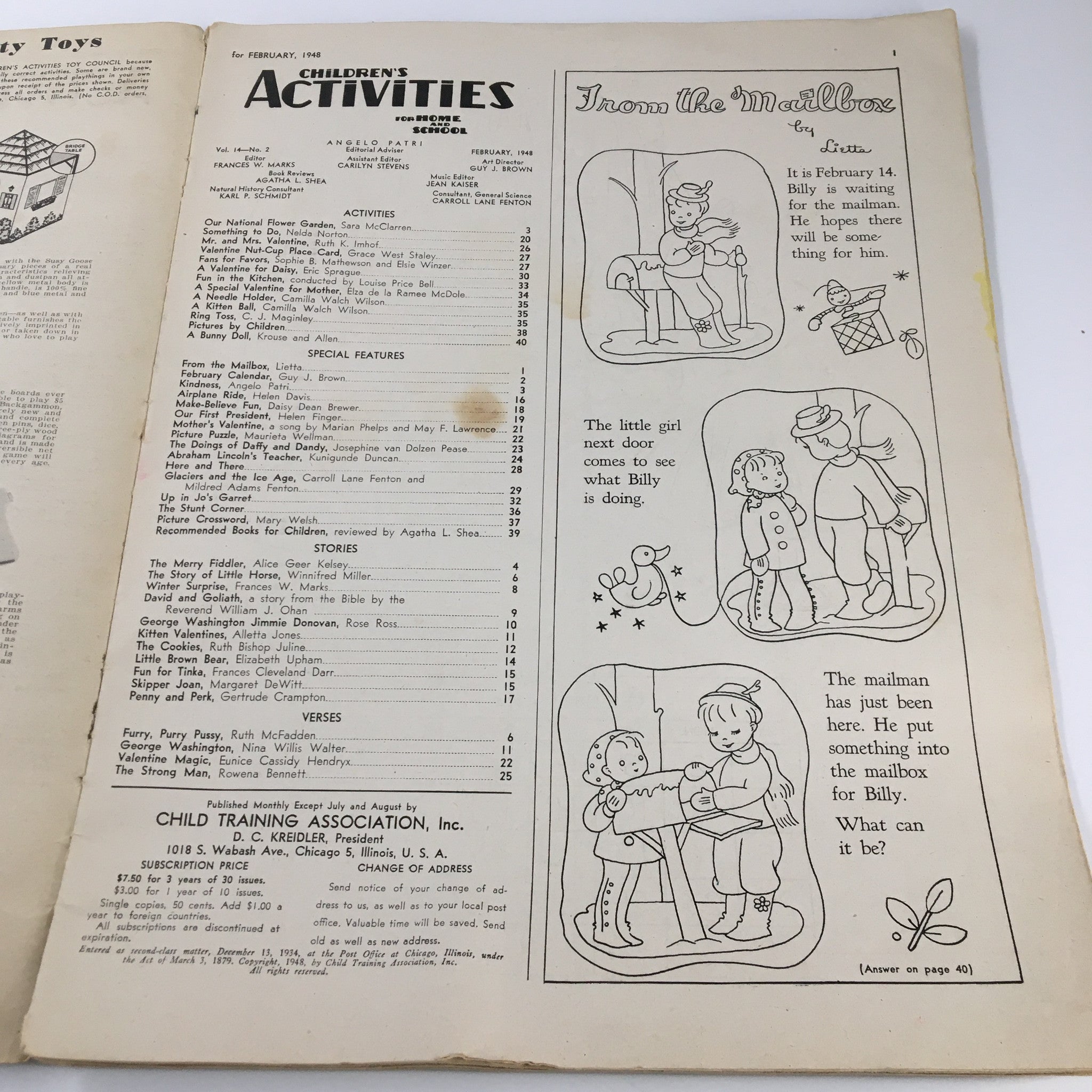 Children's Activities Magazine February 1948 Directed Play & Moulds Characters