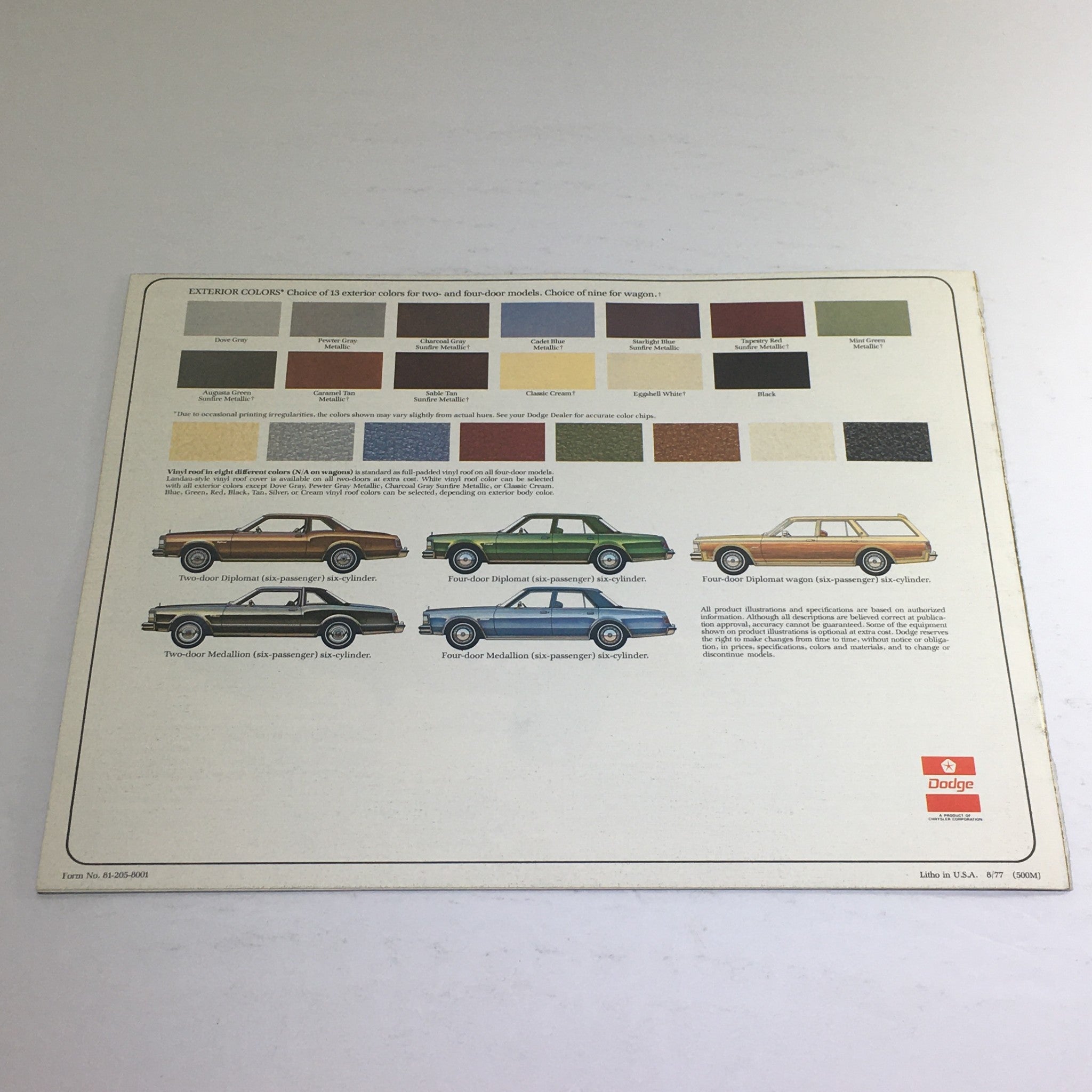 1978 Dodge Diplomat Medallion Dealership Advertising Car Auto Brochure Catalog